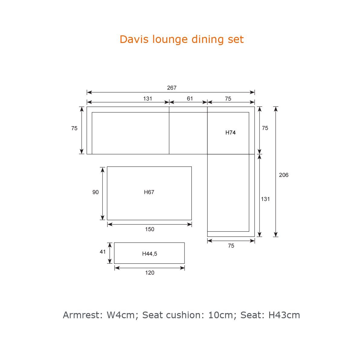 Garden Impressions Gartenlounge-Set Hohe Dining Aluminium Rope Lounge "Davis Rechts", wasserabweisende Kissen