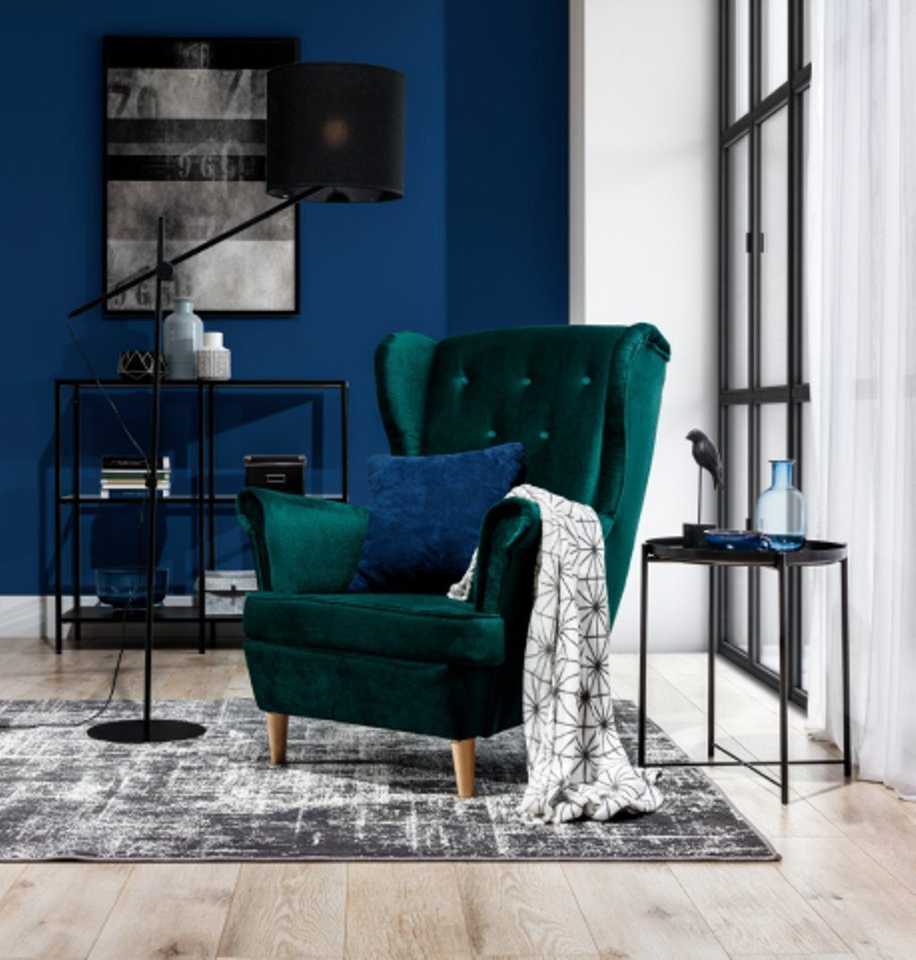 Neu Sofa Designer Club Polster Grün Sessel, Lounge Sitz Möbel Ohren Fernseh JVmoebel Samt Stuhl Sessel