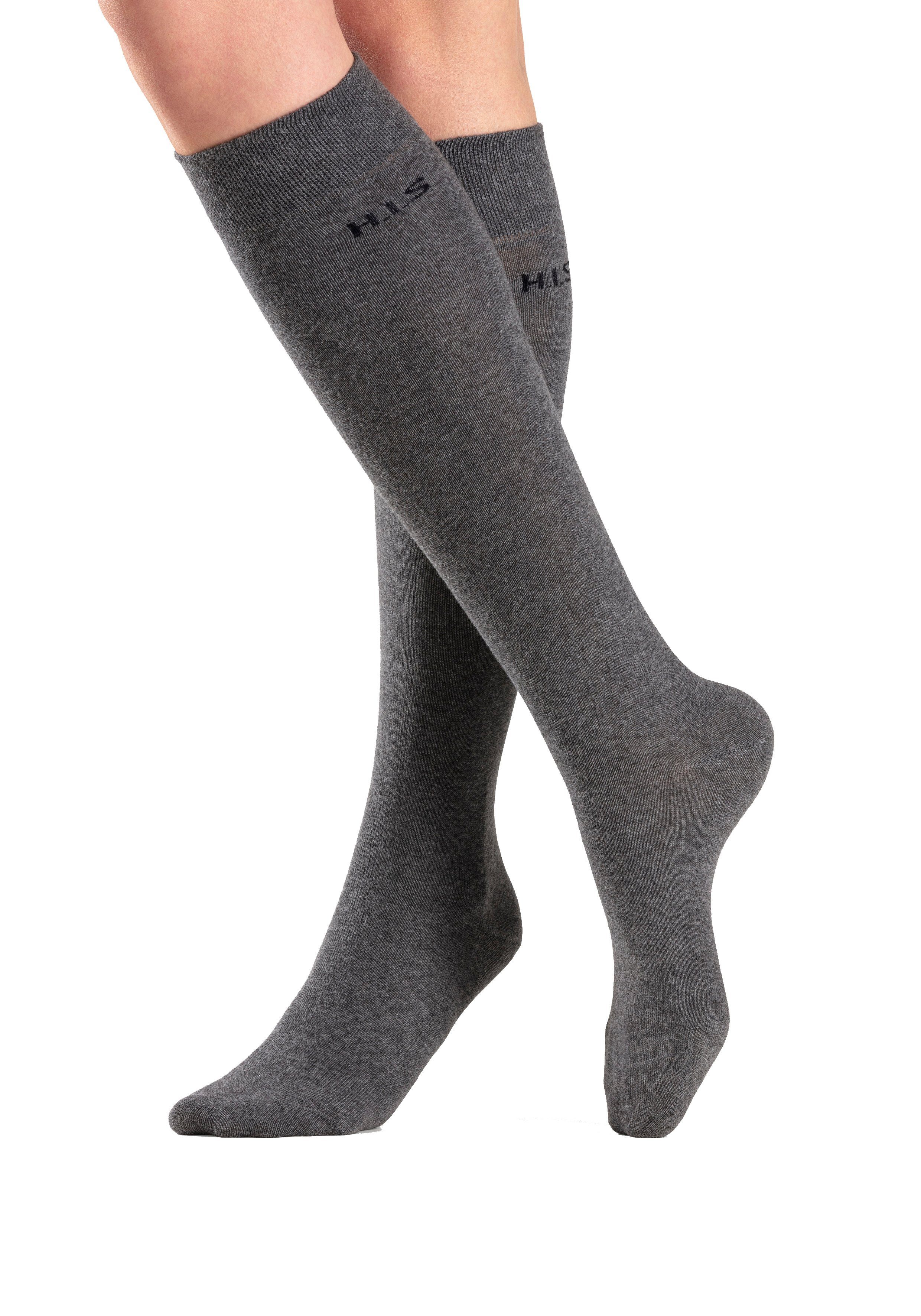 H.I.S Kniestrümpfe (Packung, 3-Paar) ohne einschneidendes Bündchen