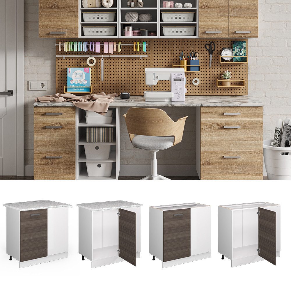 Vicco Schranksystem R-Line, Grau/Weiß, 86 cm günstig online kaufen