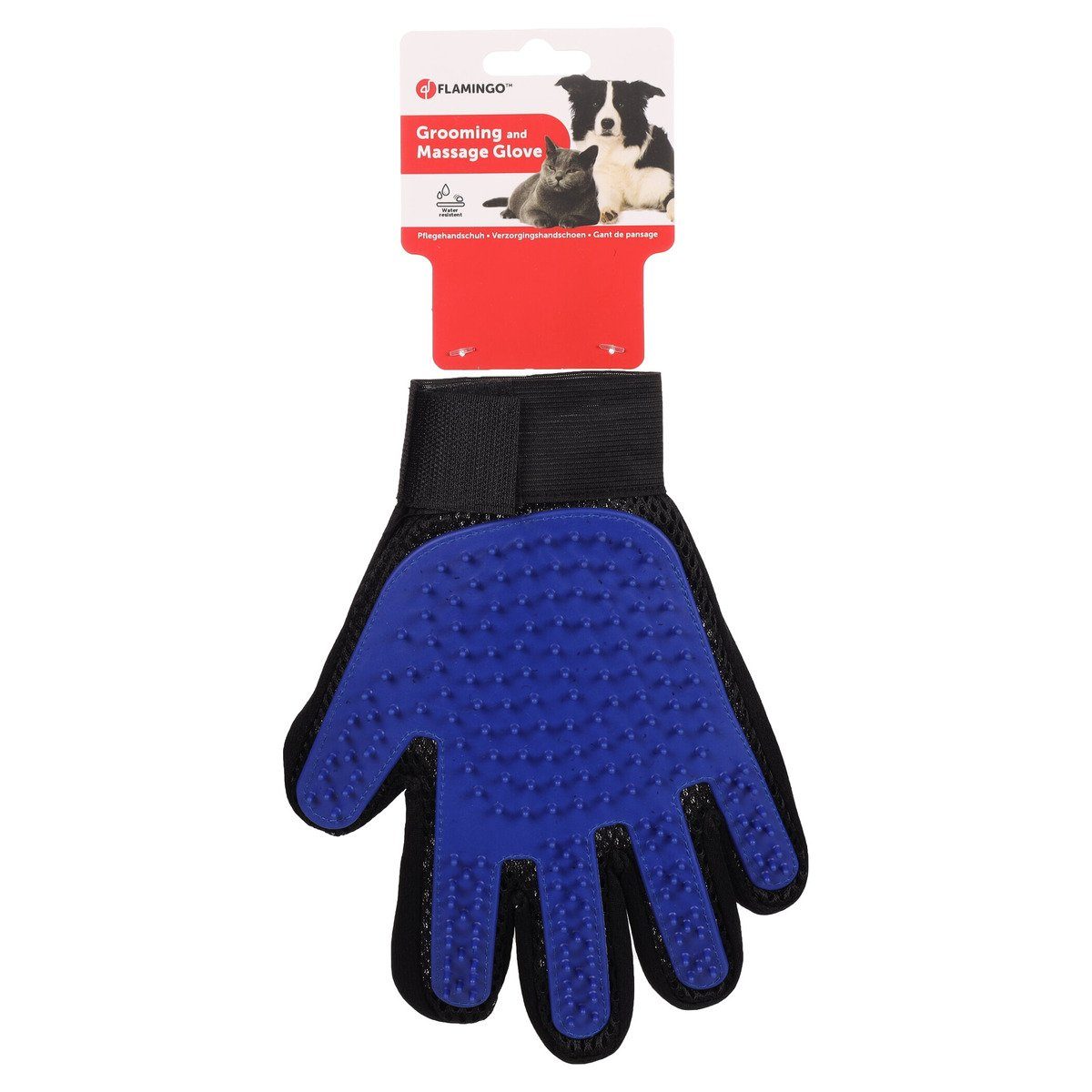 Thumbnail - Flamingo Fellpflegehandschuh Pflegehandschuh Mandy blau/schwarz