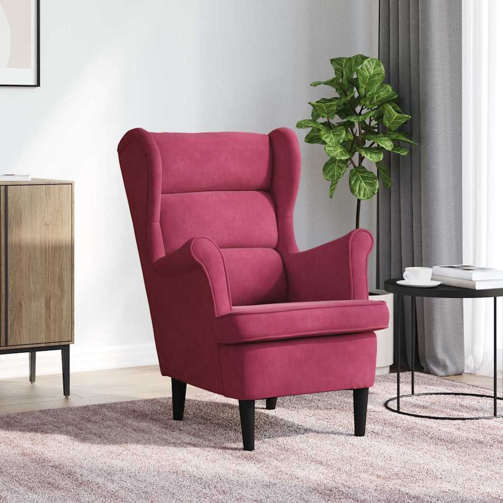 furnicato Sessel Weinrot 74 x 84 x 100 cm Samt mit Massivholzrahmen (1-St) günstig online kaufen