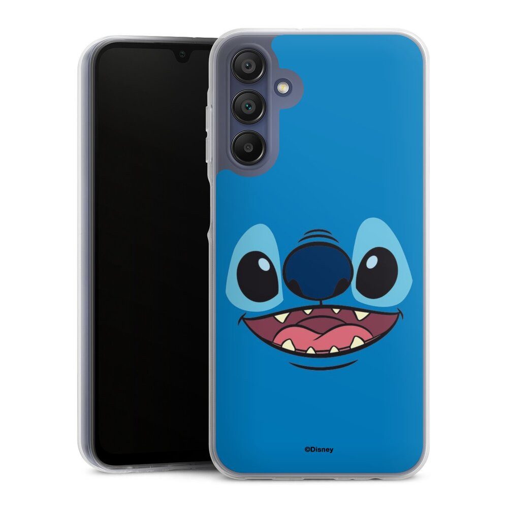 DeinDesign Handyhülle Lilo & Stitch Disney Offizielles Lizenzprodukt Stitch Closeup, Samsung Galaxy A15 5G Silikon Hülle Bumper Case Handy Schutzhülle