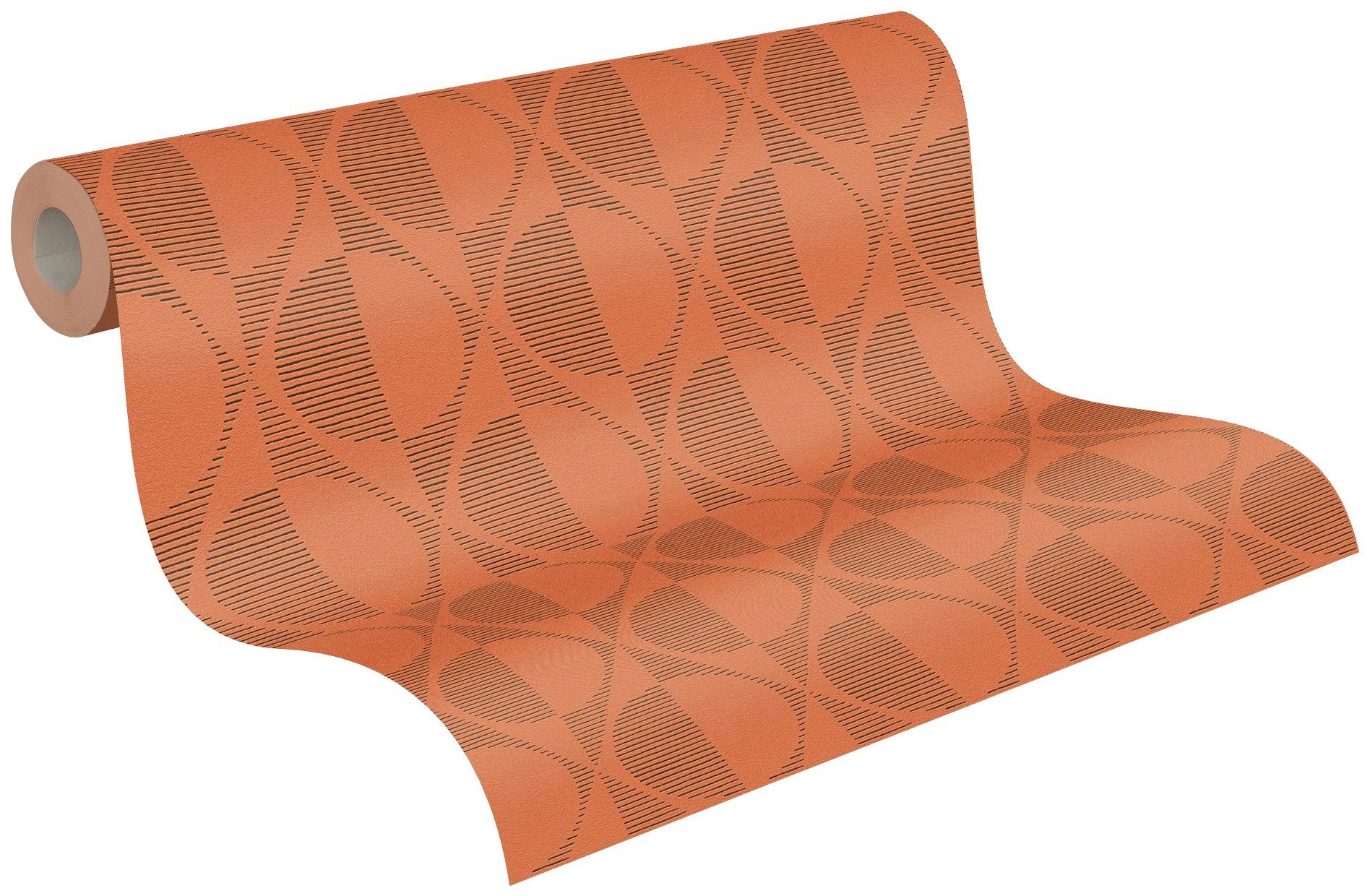 A.S. Création Vliestapete Pop schwarz/orange Style, Tapete gemustert, aufgeschäumt, Geometrische gepunktet