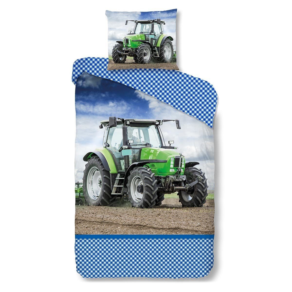 TRAUMSCHLAF Bettwäsche Traktor, Flanell, 2 teilig, weiche Feinflanell Qualität