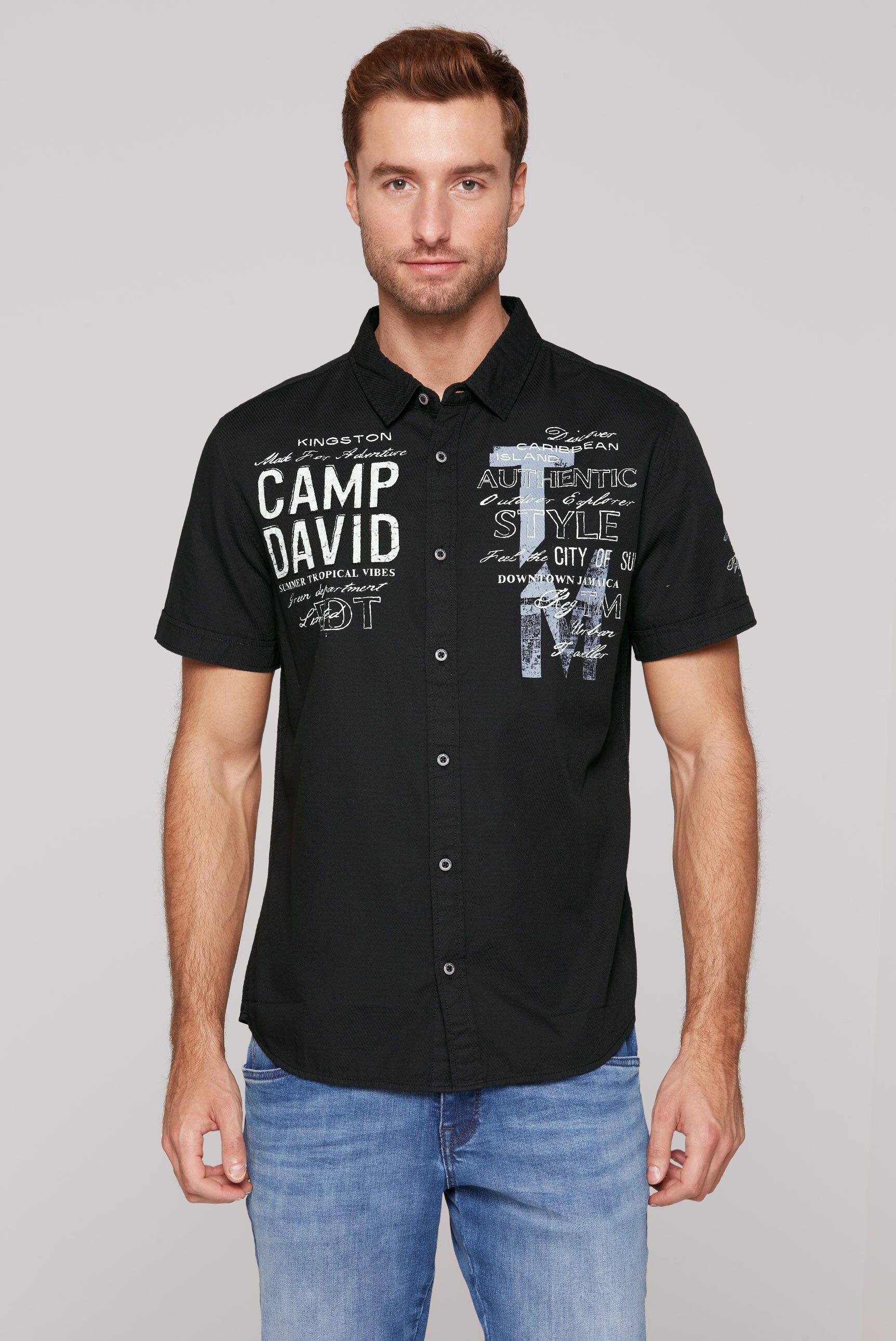 CAMP DAVID Kurzarmhemd mit Webstruktur