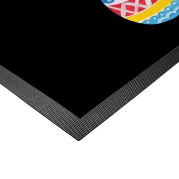 Fußmatte 50 x 75 cm Hase Eier Malen - Schwarz - Geschenk, Osterblume, Osterdek, Mr. & Mrs. Panda, Höhe: 0.3 mm, Zauberhafte Motive