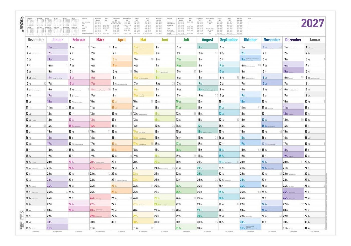 NEUMANN Plakatkalender Jahresplaner XL Prisma 14 Mon 1 Stk. gerollt 2027