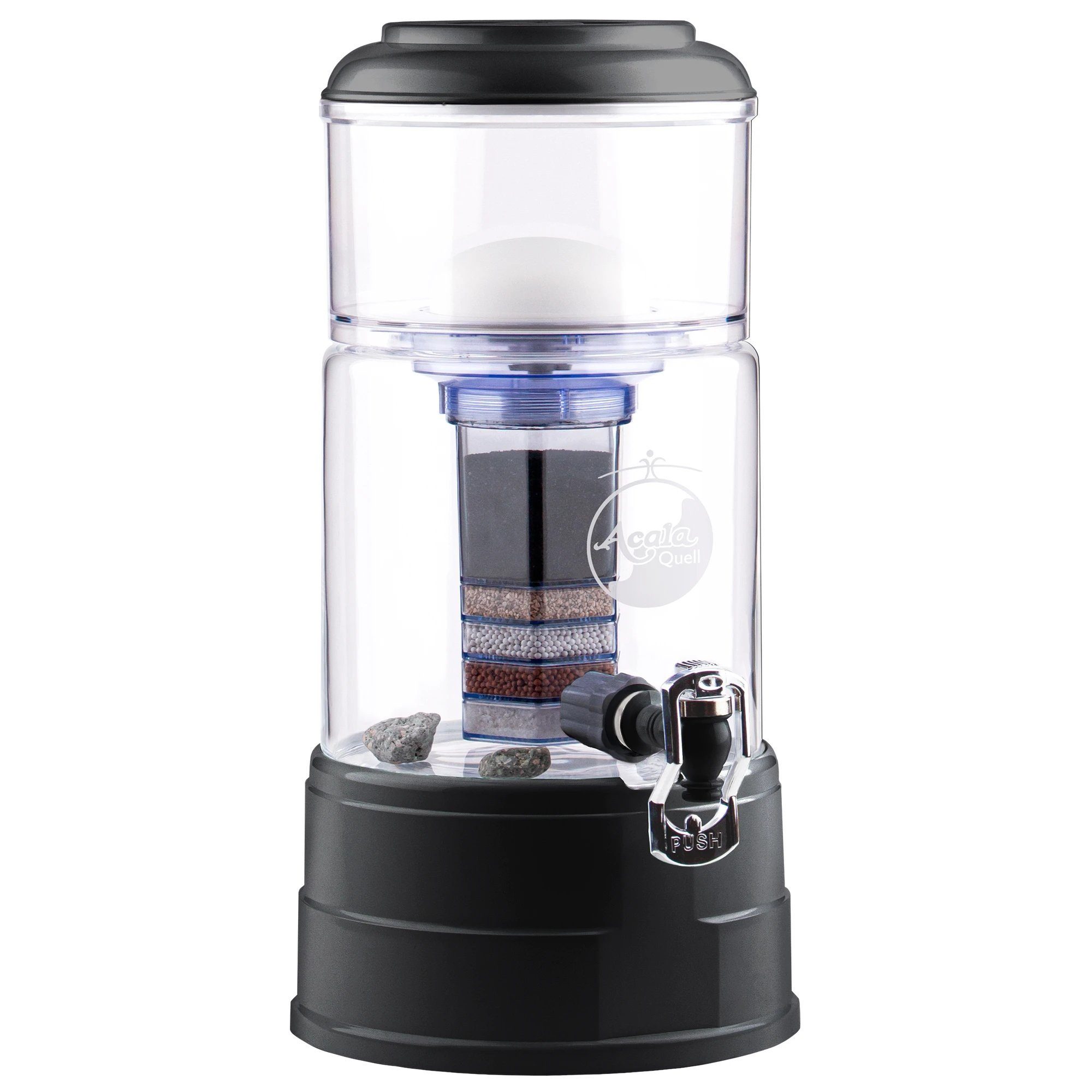 AcalaQuell Wasserfilter Standfilter Mini - mit handgefertigtem Glasbehälter (5Liter), ideal für Singles und Paare
