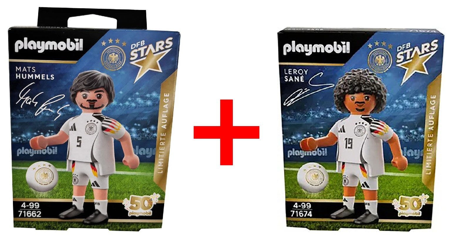 Playmobil® Spielfigur Playmobil DFB Stars Fußballer Ball 2er-Set Mats Hummels Leroy Sane