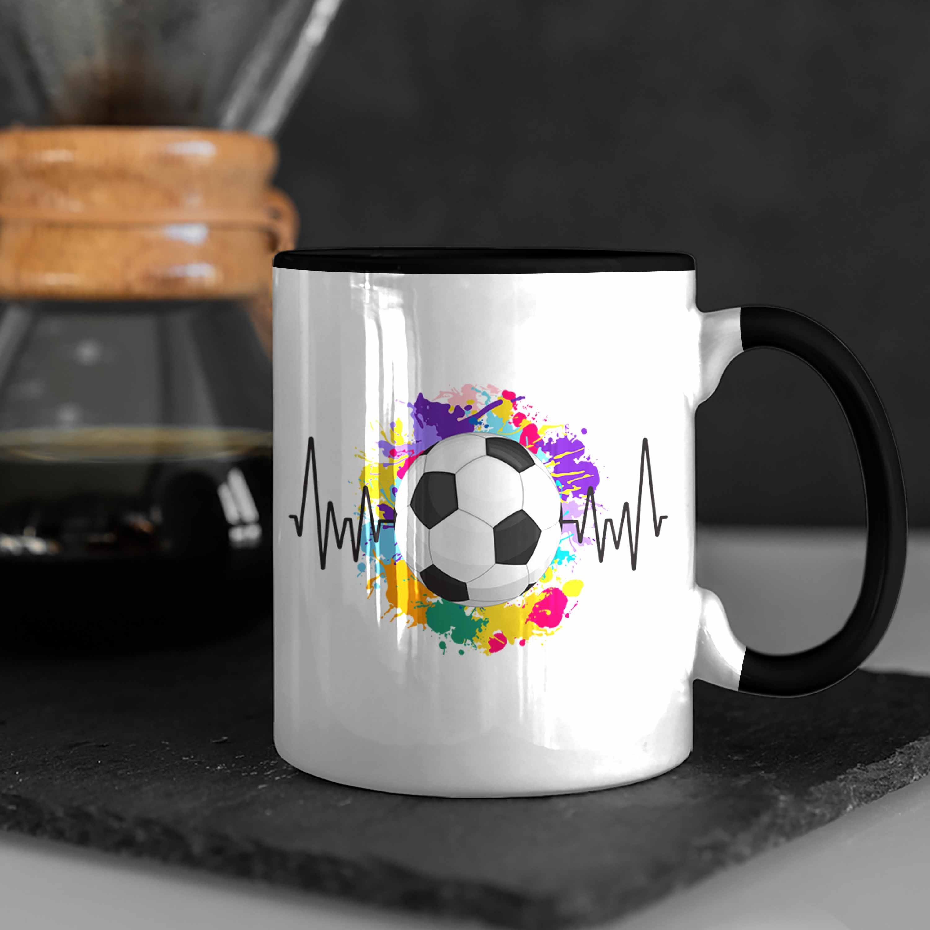 Schwarz Tasse Geschenk Fußball Herzschlag - Tr Spieler Trendation Tasse Trendation für Fussball