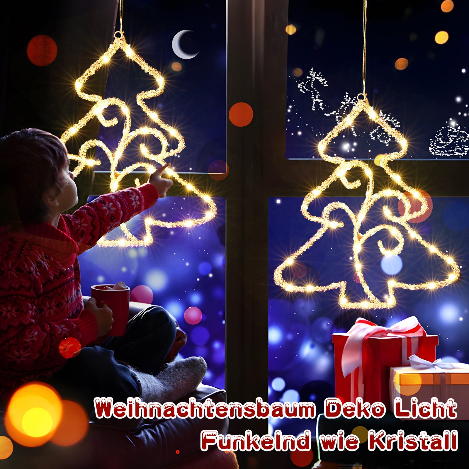 Elegear LED-Lichterkette Lichtervorhang weihnachtsdeko fenster, weihnachtsb günstig online kaufen