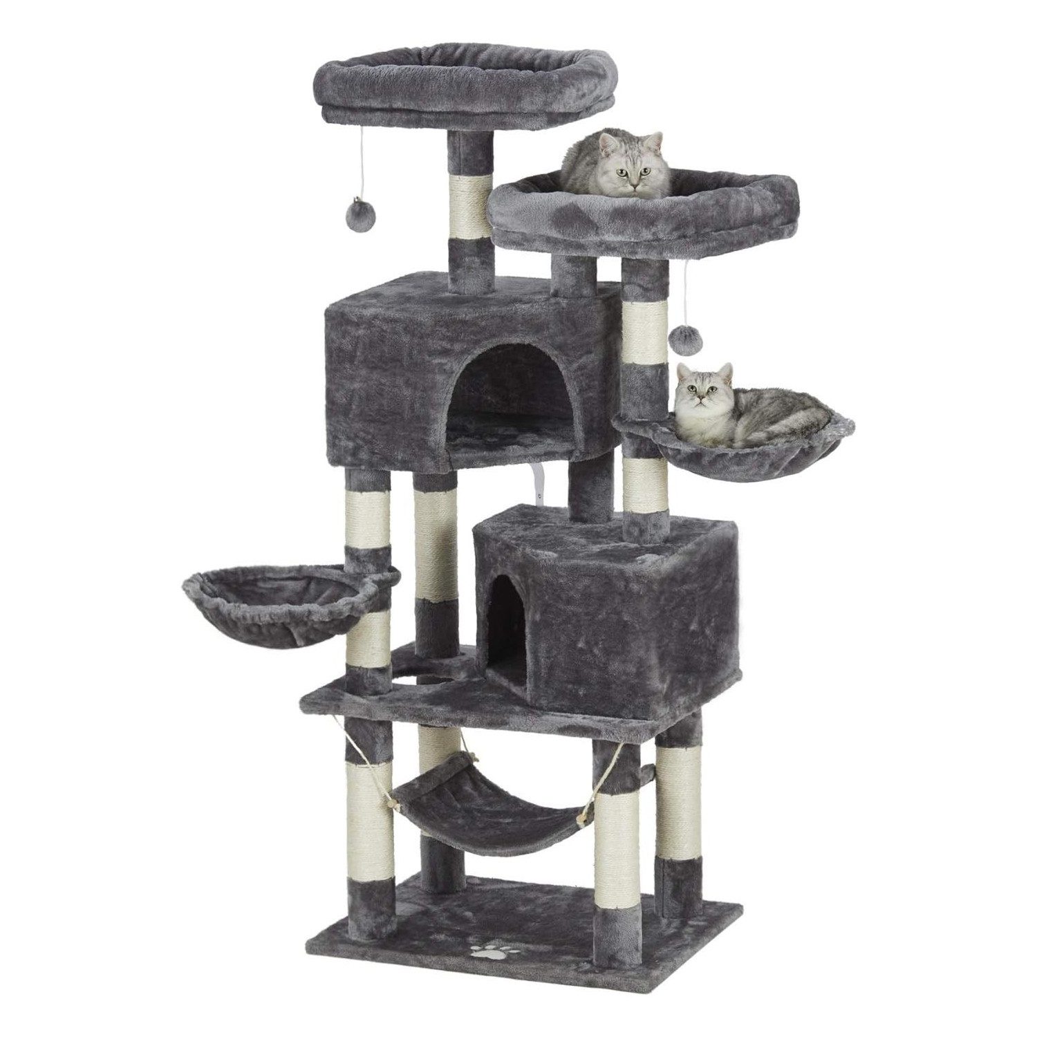 MSMASK Kratzbaum Stabiler Katzenbaum für groß Katzen mit 2 Höhlen, Natur Si günstig online kaufen