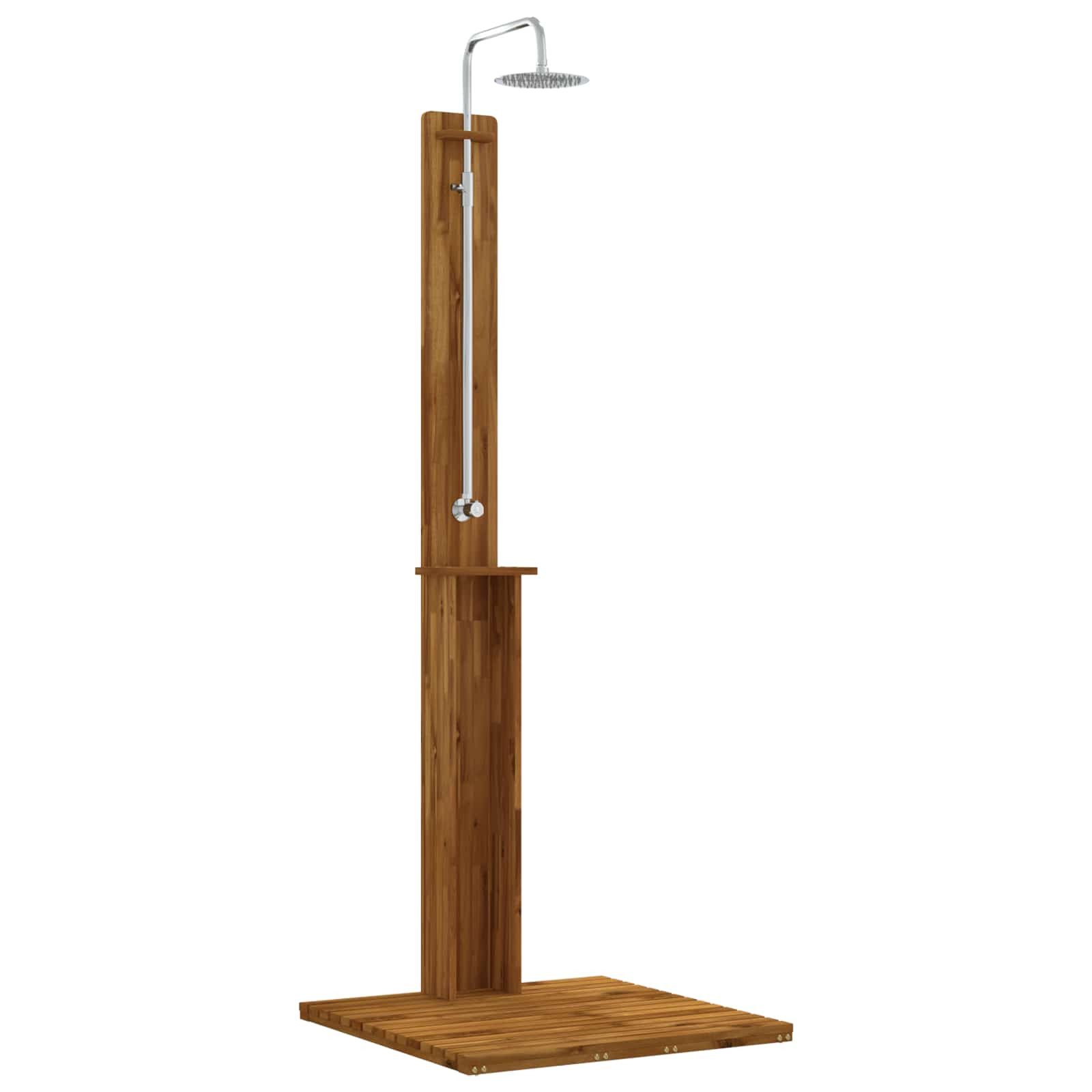 vidaXL Gartendusche 75 x 74 x 217 cm Gartendusche aus massivem Akazienholz und Edelstahl 2