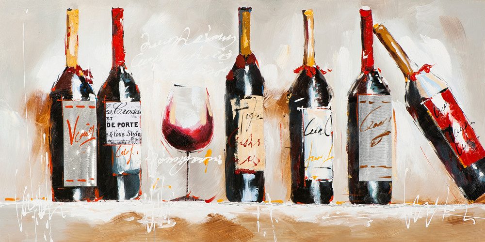 ArtUniverse Gemälde Weinprobe 60x120 cm, Abstrakt