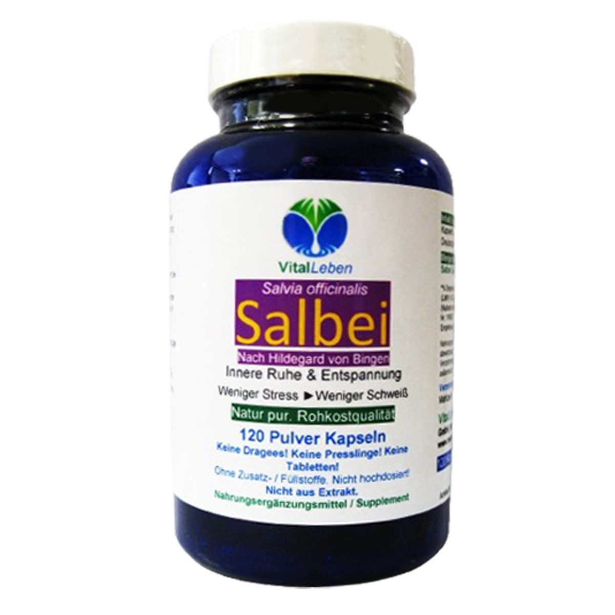 VitalLeben Salbei nach Hildegard von Bingen NATUR pur OHNE Zusatzstoffe Kapseln, 1 er Dose à 50,4 g, Art. 27265-120