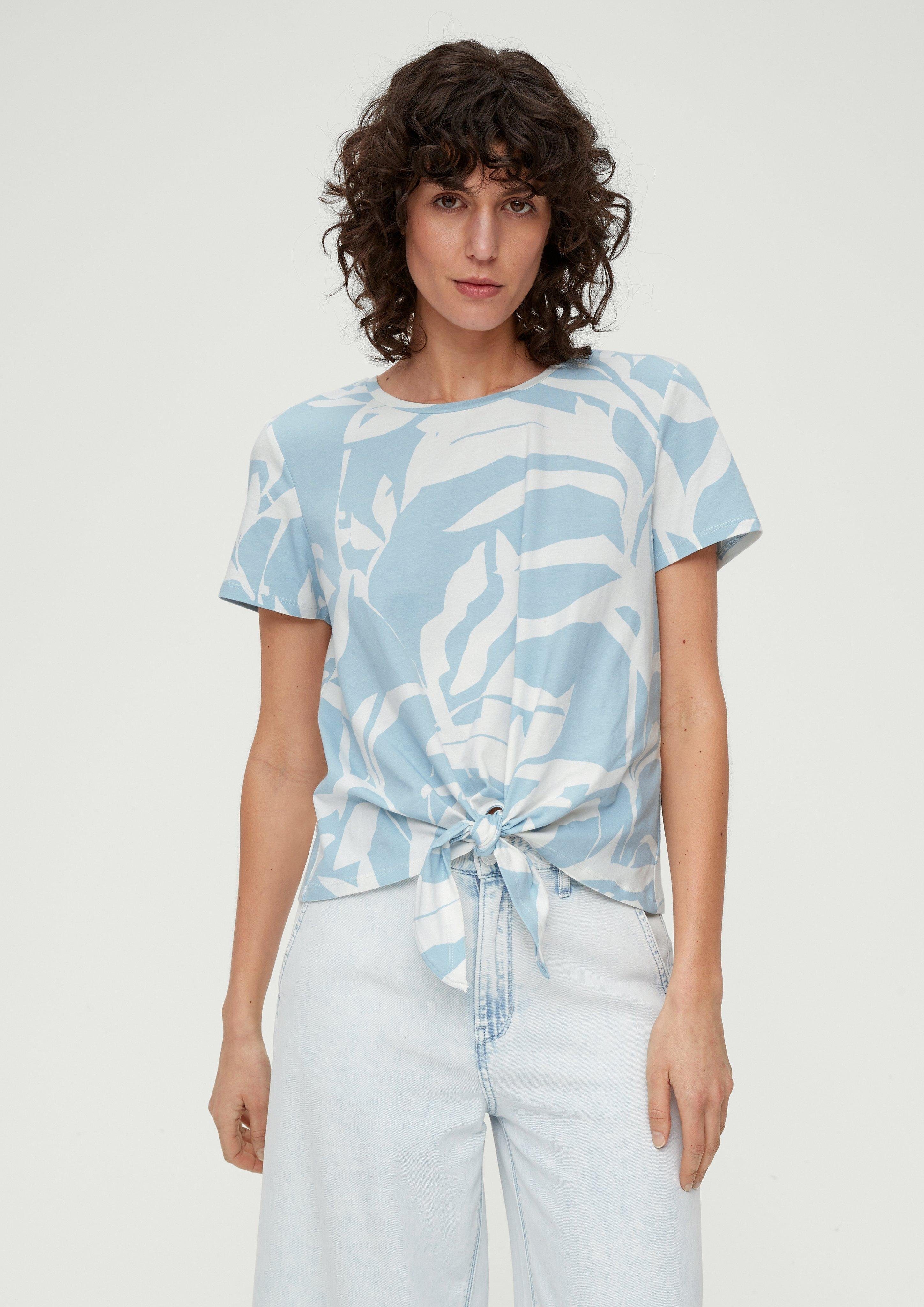 s.Oliver Kurzarmshirt T-Shirt aus Baumwollstretch Knoten | V-Shirts
