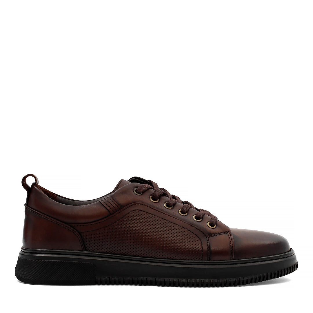 Celal Gültekin Plateau Schnürschuh Perforierung Glattleder Herren Schnürschuh Glattleder, Patina, Perforierung, Braun, 42