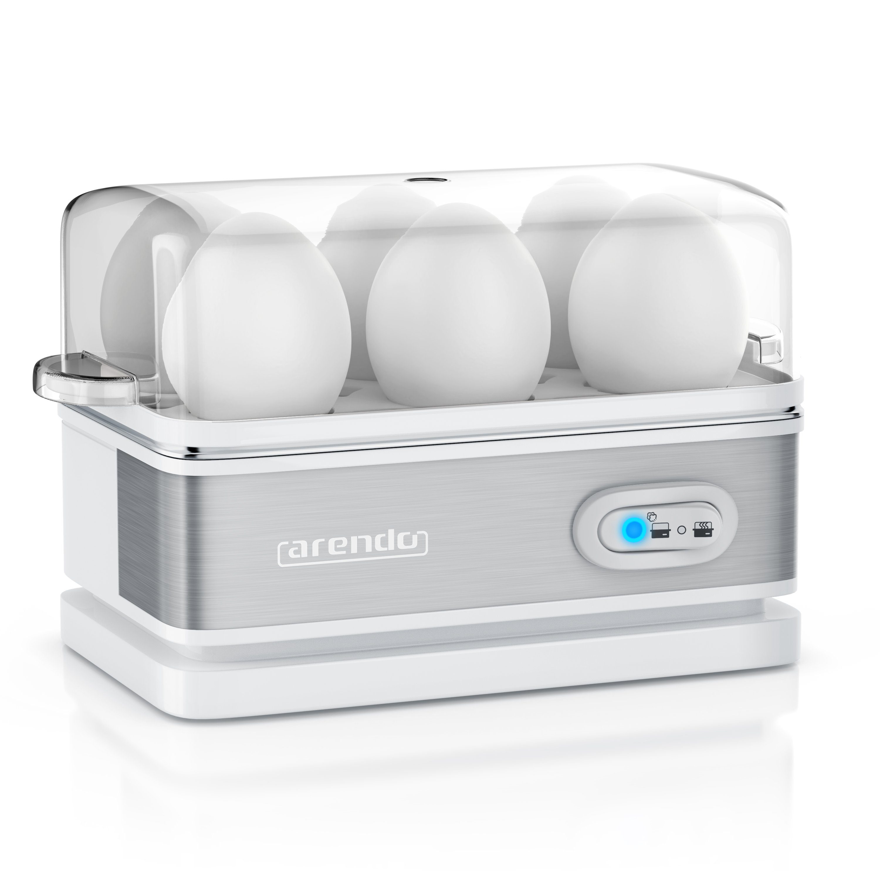 Arendo Eierkocher, Anzahl Eier: 6 St., 400 W, 6-fach, Edelstahl,  Warmhaltefunktion, Härtegrad einstellbar für 6 Eier, Arendo \