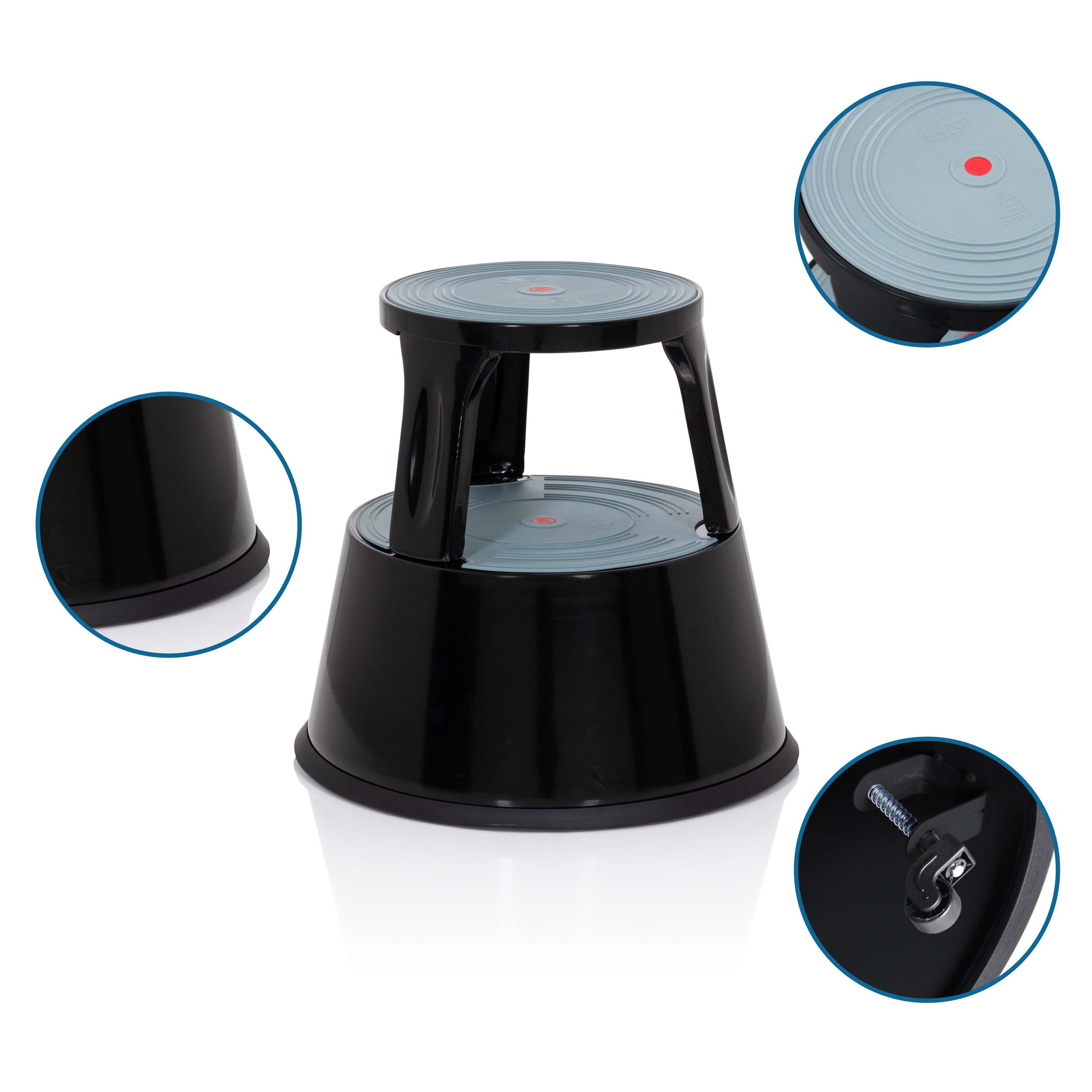 hjh OFFICE Tritthocker Tritthocker TIO-M II Metall, Kunststoff, Rollhocker