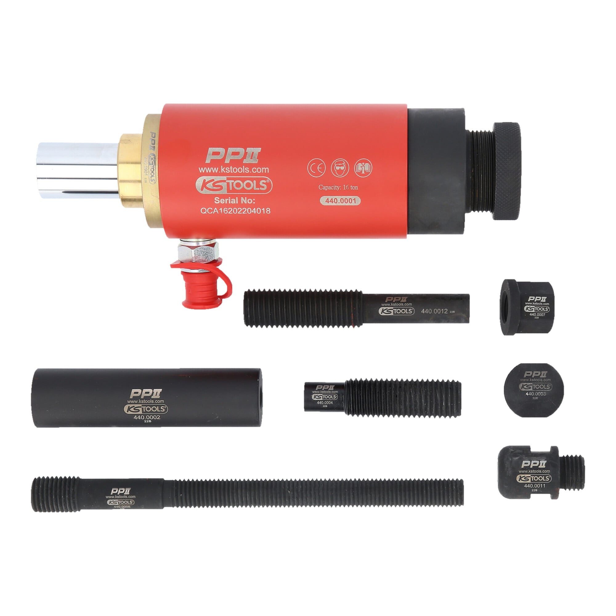 KS Tools Druckregler KS Tools Druck- und Zug-Hydraulikzylinder-Satz, 16t, 10-teilig