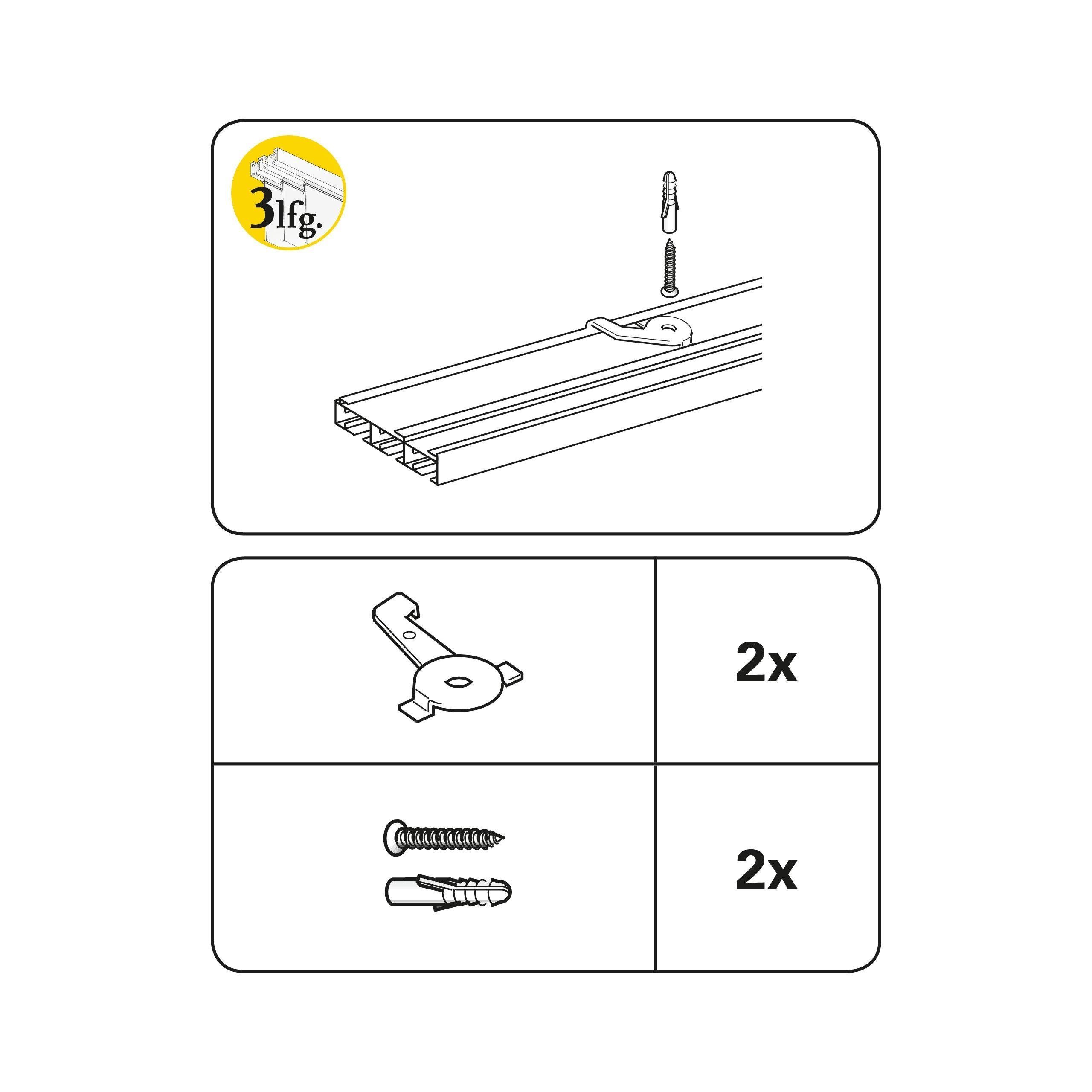 GARDINIA Gardinenstangenhalter Deckenträger 3-laufig, (2-St), Serie Flächenvorhang-Technik Atlanta 3-läufig – Bild 3 von 3