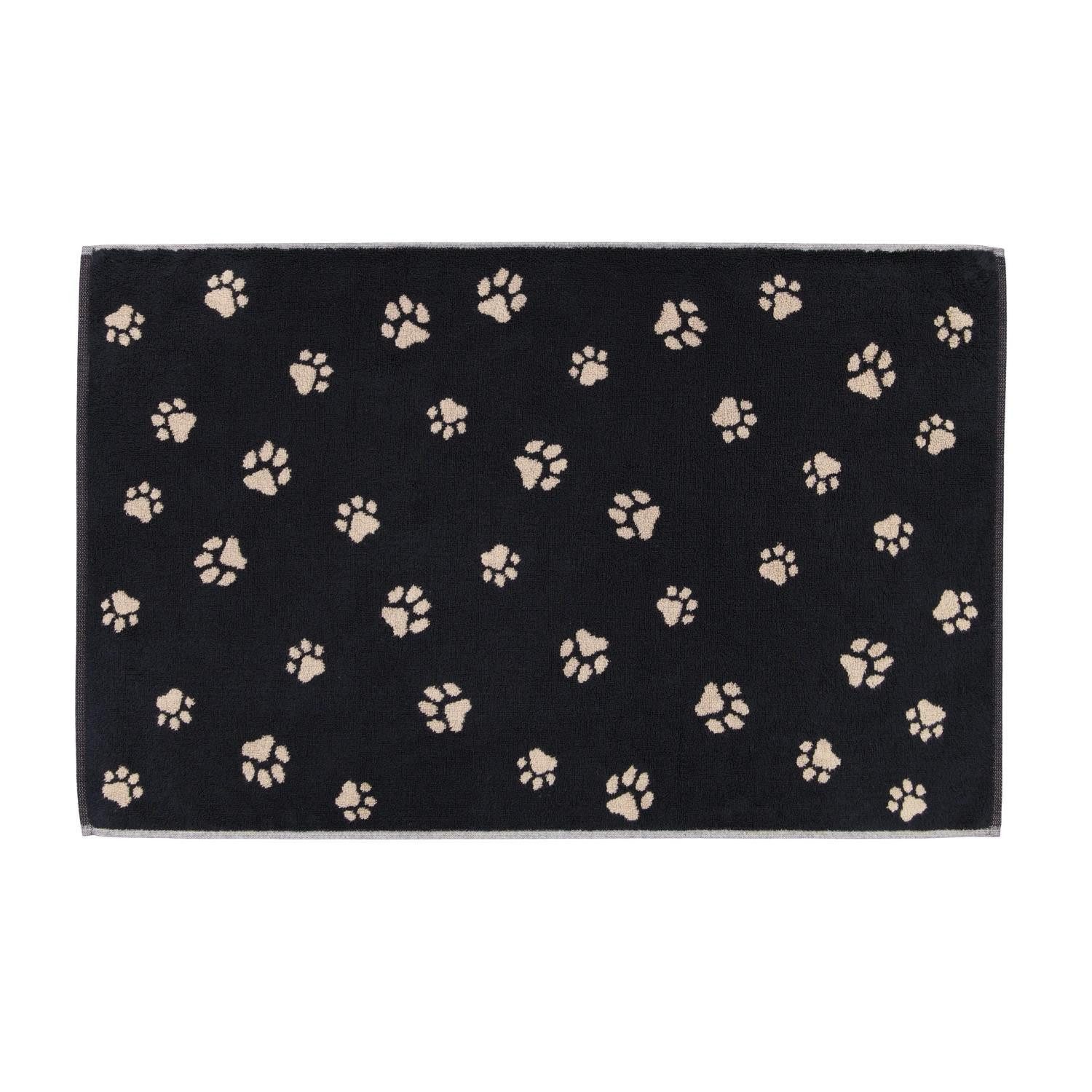 Cawö Badematte Cawö Badematte Duschvorleger We love Dogs 6247-93 Pfoten Schwarz 50x80, beidseitig nutzbar, Baumwolle, rechteckig, Angenehm weich
