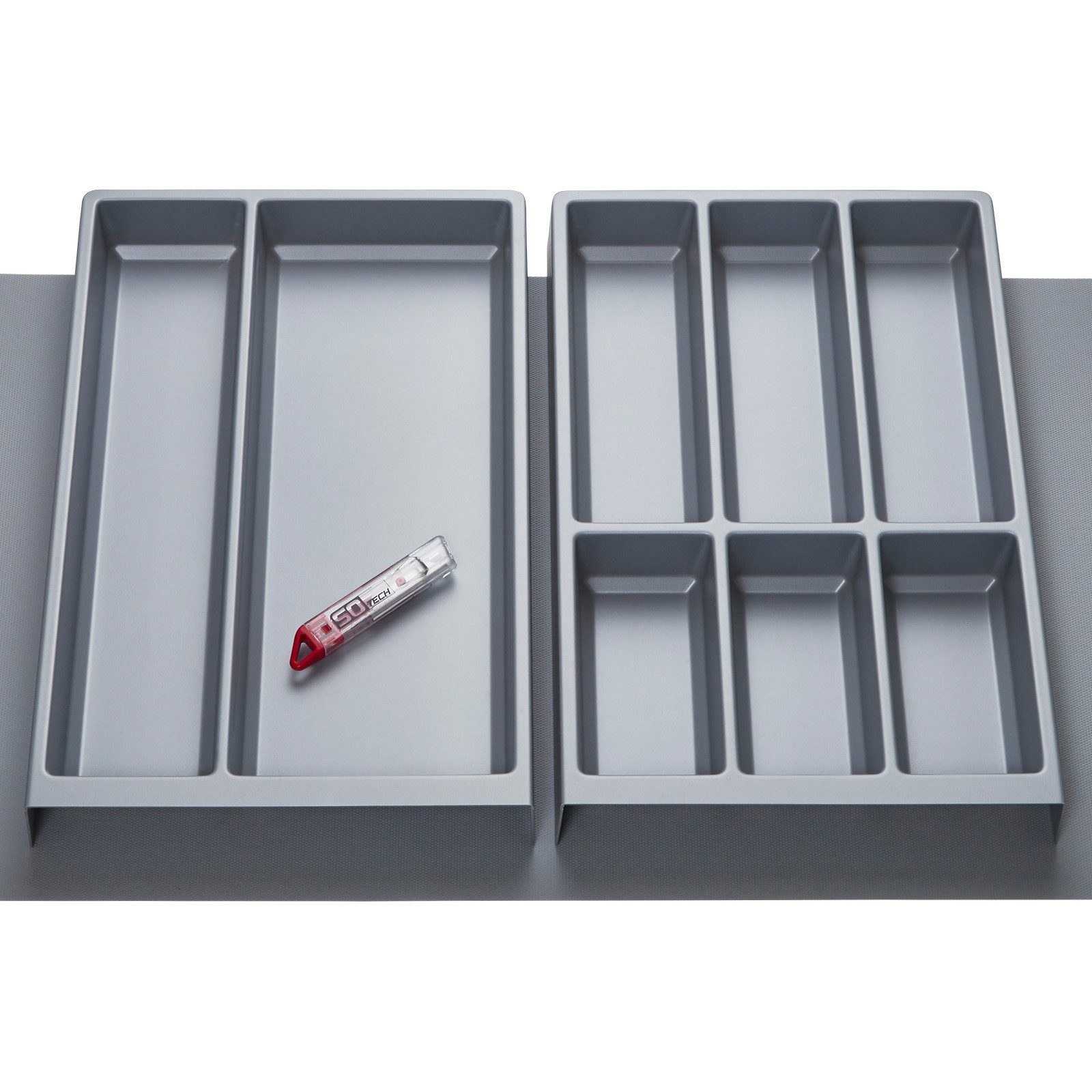 SO-TECH® Schubladeneinsatz ORGA-BOX Vario für 80er Schublade & Antirutschmatte (1 St), SET 2 Silbergrau Mehrzweck-, Besteckeinsatz