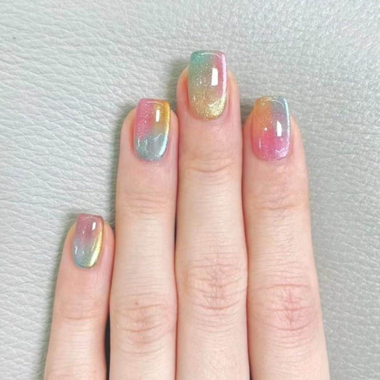 LuxusKollektion Kunstfingernägel Künstliche Fingernägel Blau Farbverlauf Glitzer