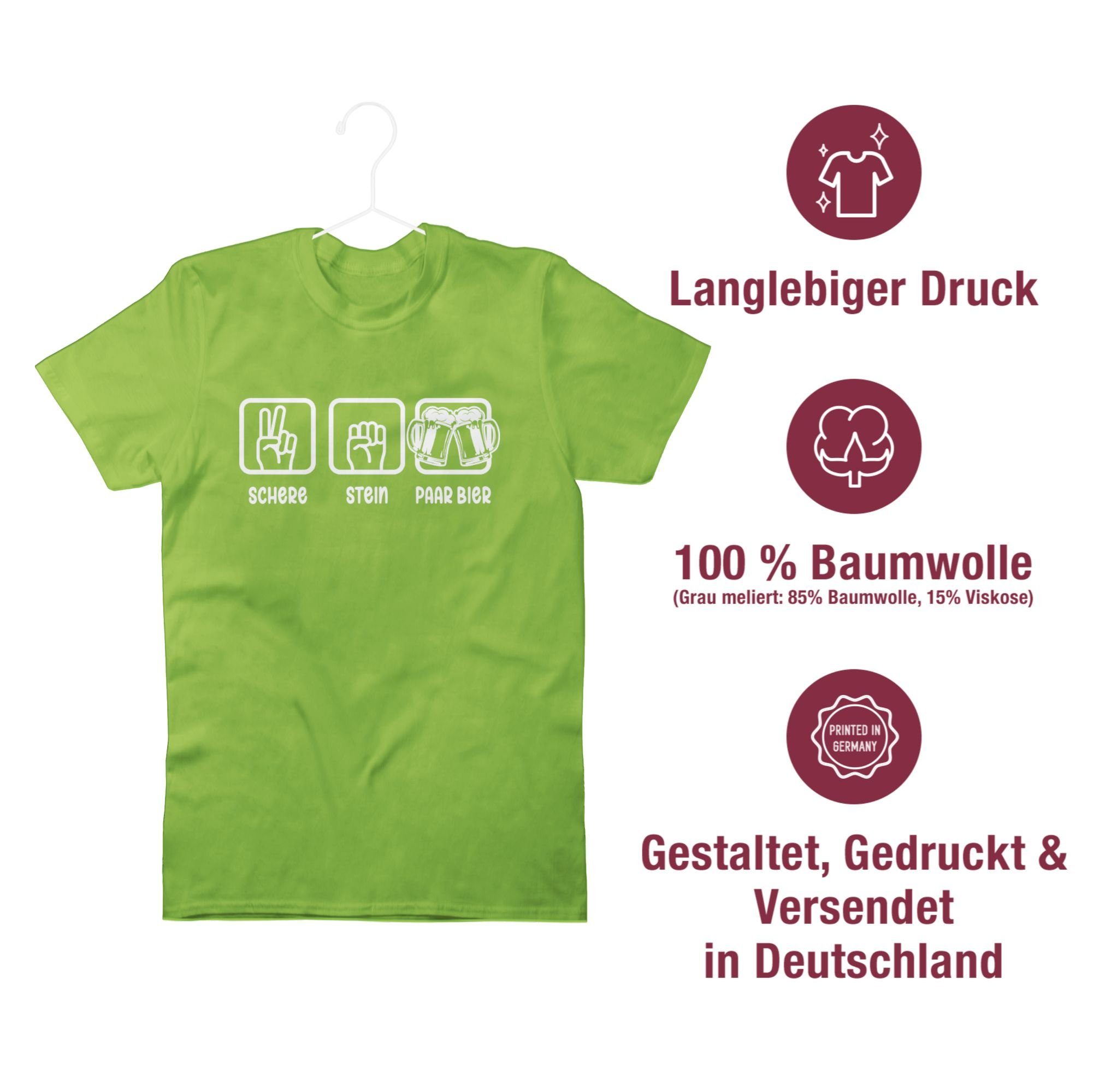 Shirtracer T-Shirt Schere Alkohol & - Party Geschenk Paar Bier Bierliebhaber Lustig Hellgrün 03 Herren Sauf Stein