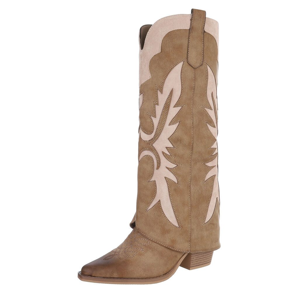 Hochwertige Damen-Stiefel mit kunstvollem Design für Alltag Westernstiefel