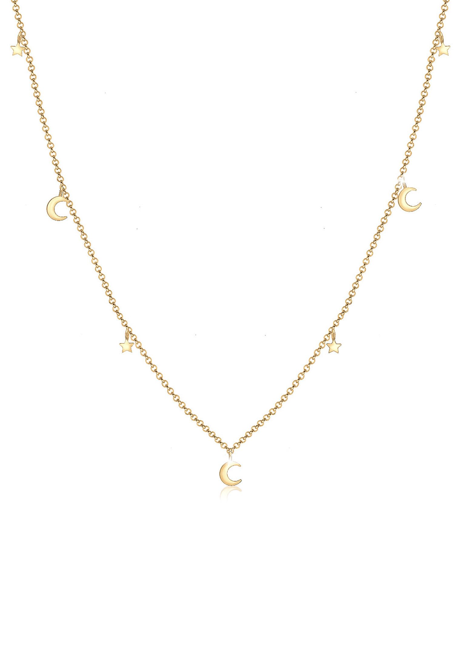 Elli Kette mit Anhänger Sterne und Halbmond Astro Anhänger 925 Silber