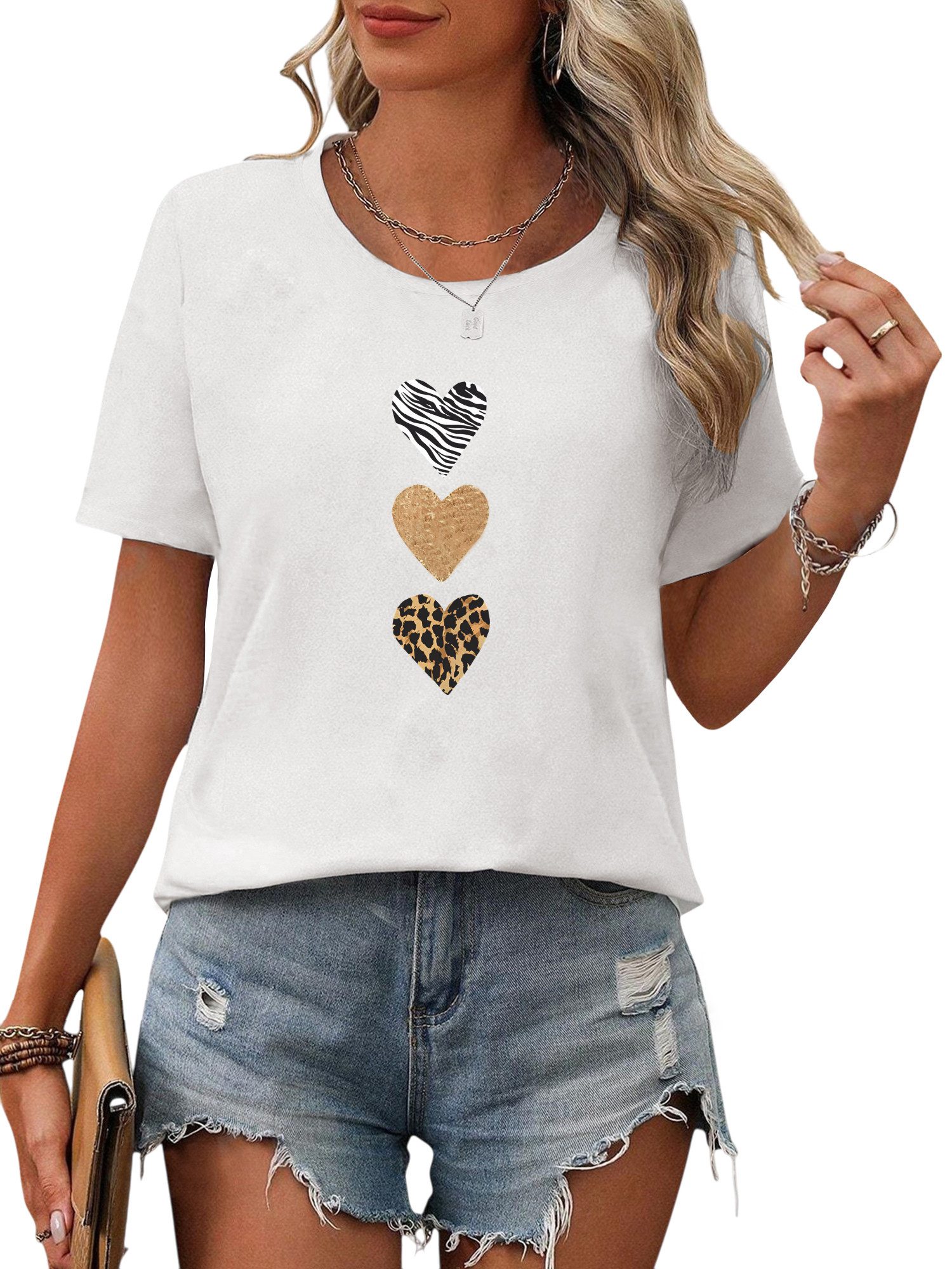 PYL Rundhalsshirt Damen Sommer Casual Bequemes günstig online kaufen