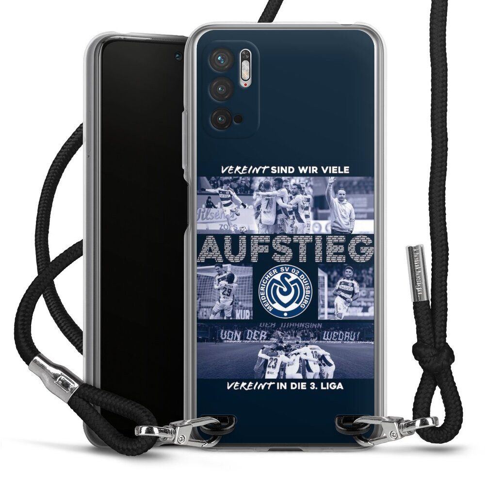 DeinDesign Handyhülle MSV Duisburg Aufstieg Offizielles Lizenzprodukt, Xiaomi Redmi Note 10 5G Handykette Hülle mit Band Case zum Umhängen
