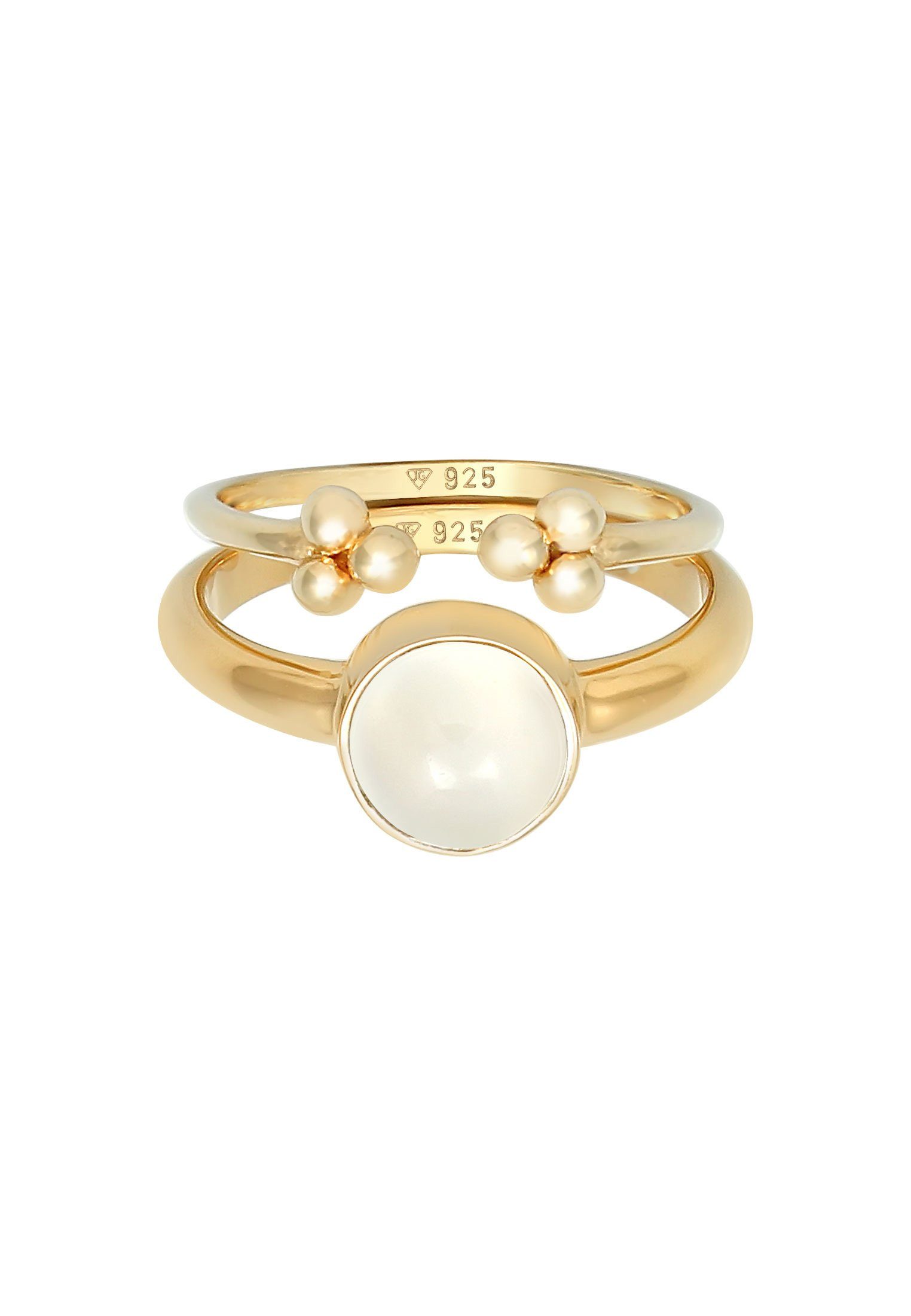 Elli Premium Solitärring Mondstein Rund Kugel 2er Set 925 Silber günstig online kaufen