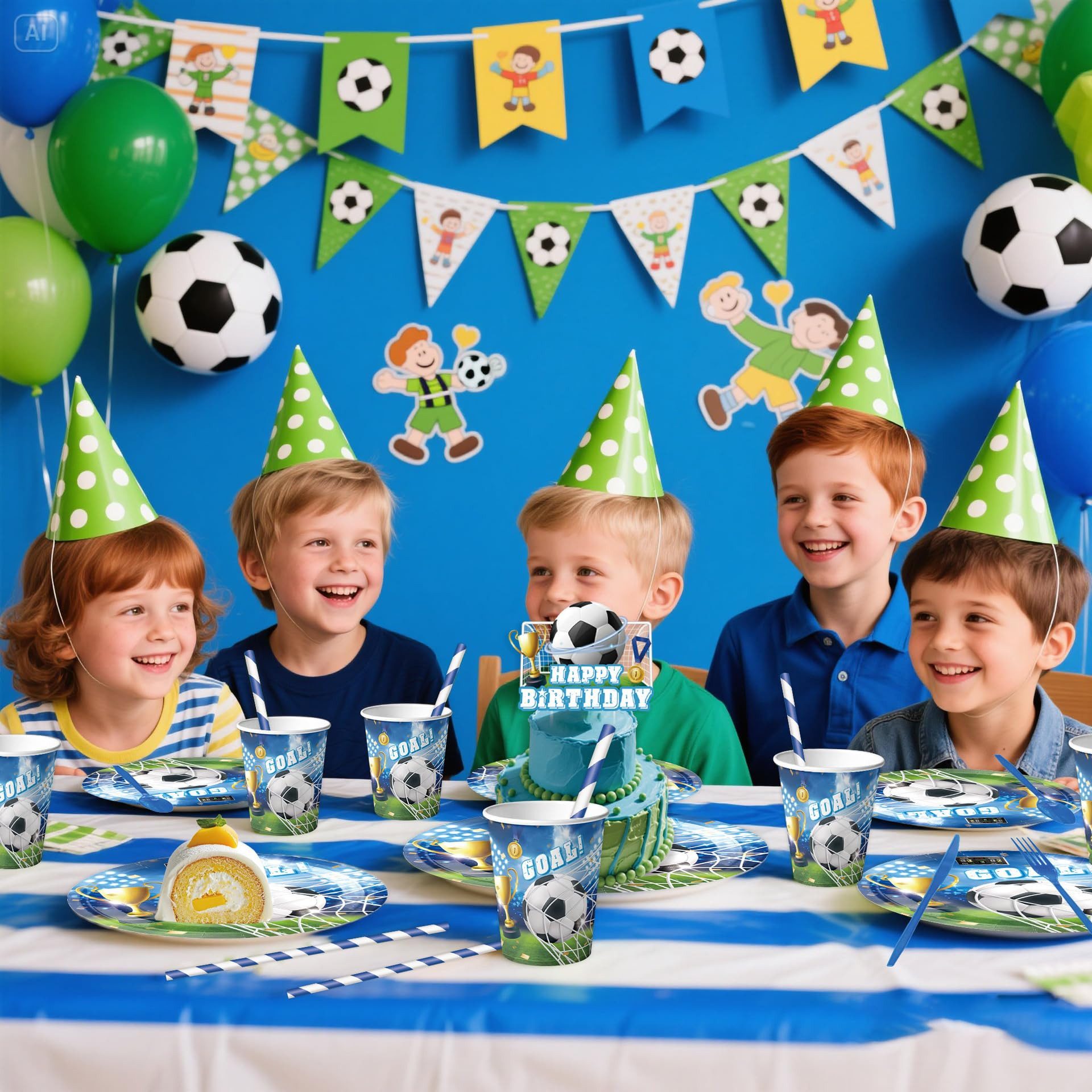 Zaewry Dekohänger 32-teiliges Fußball Party Deko Set – WM Deko (32 St), Geburtstag & Fußballparty Zubehör für Kinder & Fans