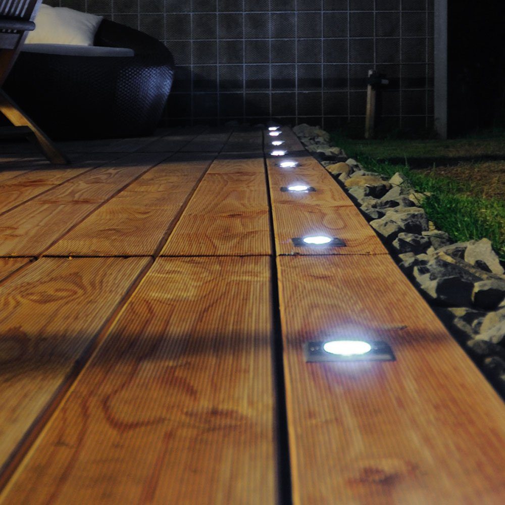 etc-shop LED inklusive, Strahler Leuchtmittel Boden Garten Lampe im Edelstahl Leuchte Glas Design Warmweiß, Einbaustrahler, Balkon