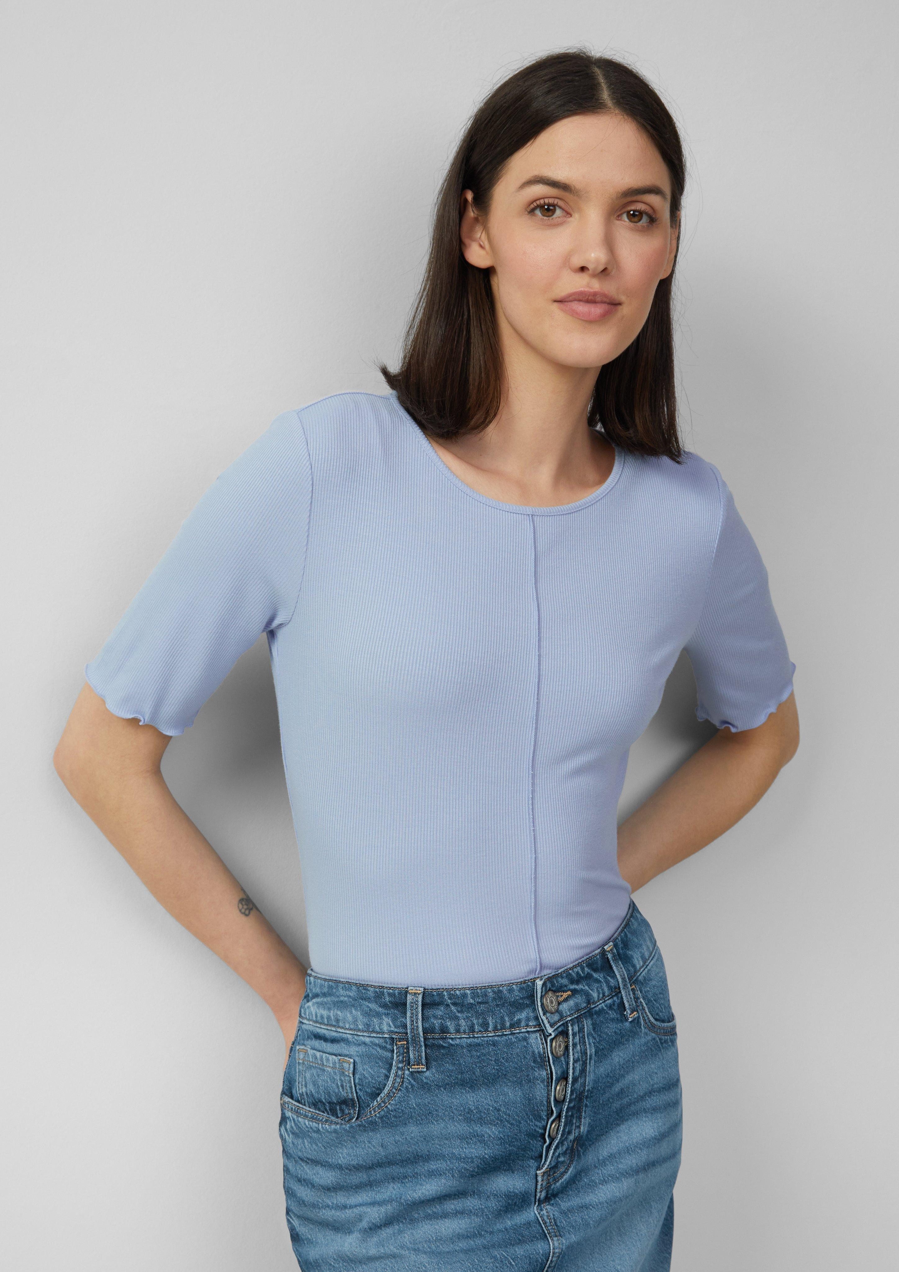 s.Oliver Kurzarmshirt Geripptes Slim-Fit-Shirt mit Nahtdetail günstig online kaufen