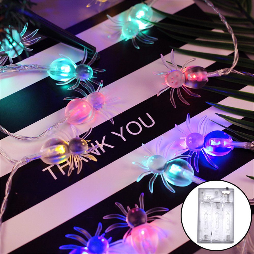 mehrfarbig Halloween LED Spinne, Oneid Lichterkette Lichterketten Fernbedienung mit Lichterkette