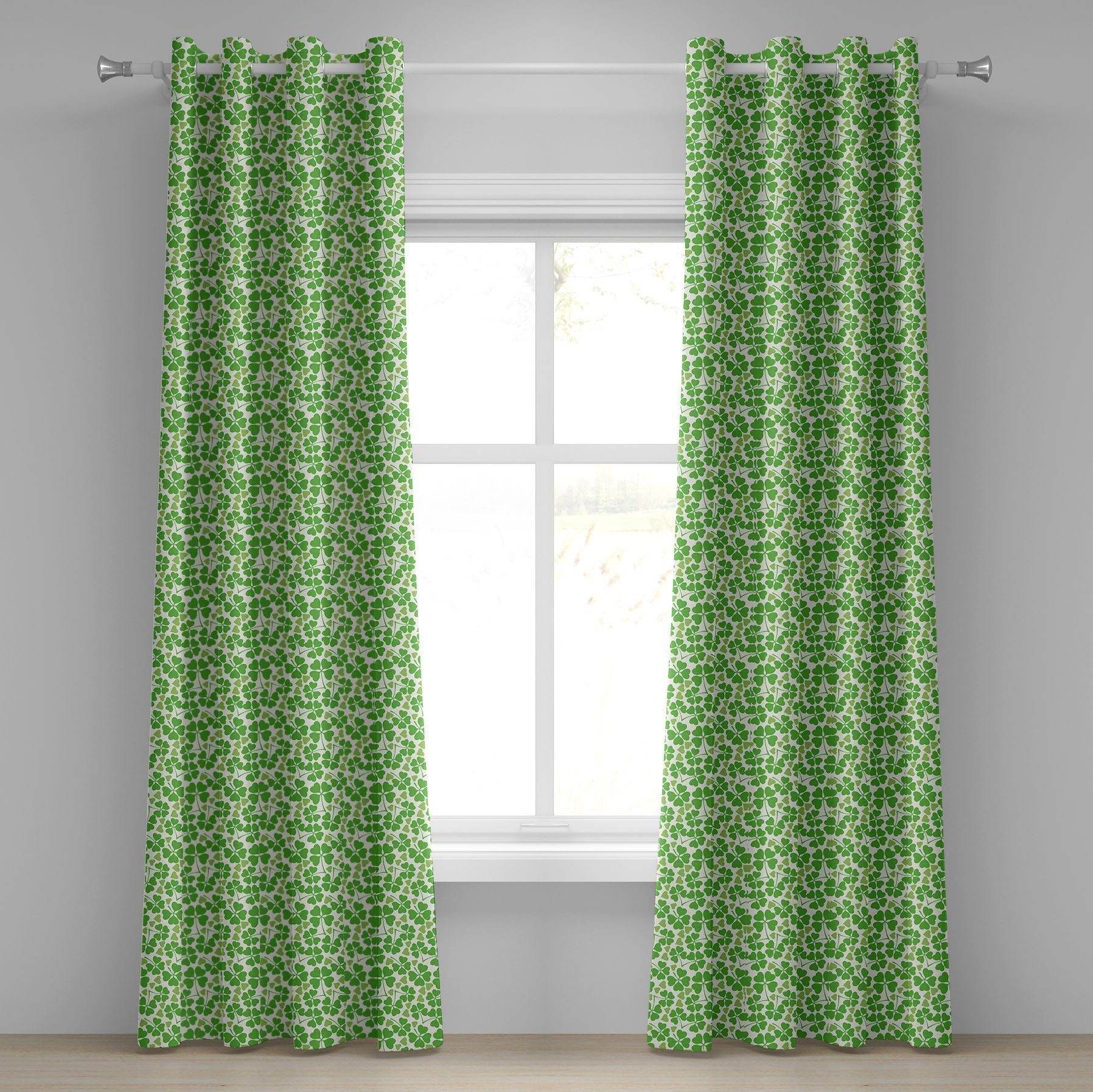 Gardine Dekorative 2-Panel-Fenstervorhänge für Schlafzimmer Wohnzimmer, Abakuhaus, irisch Gälisch Natur Clovers