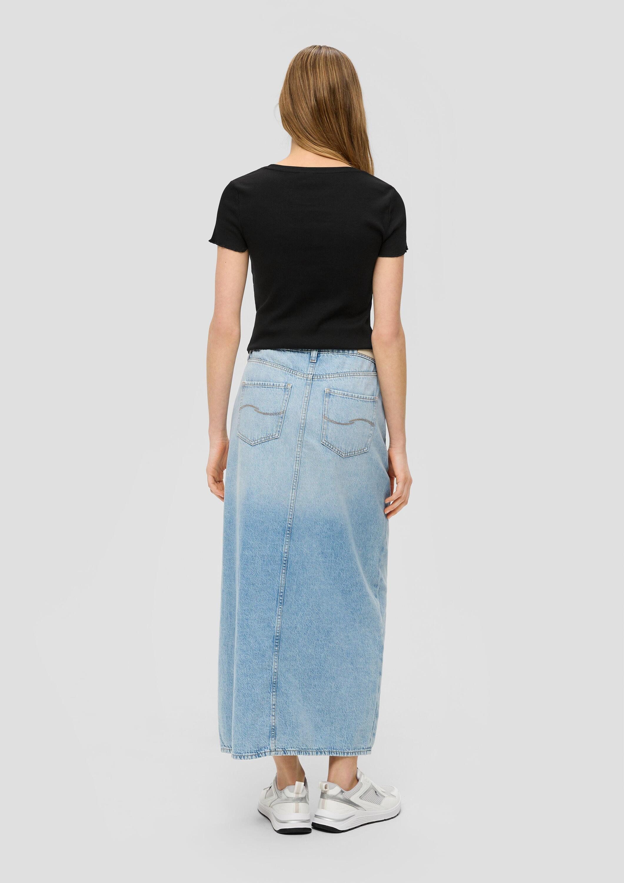 QS Kurzarmshirt T-Shirt Cropped Top mit Rippstruktur