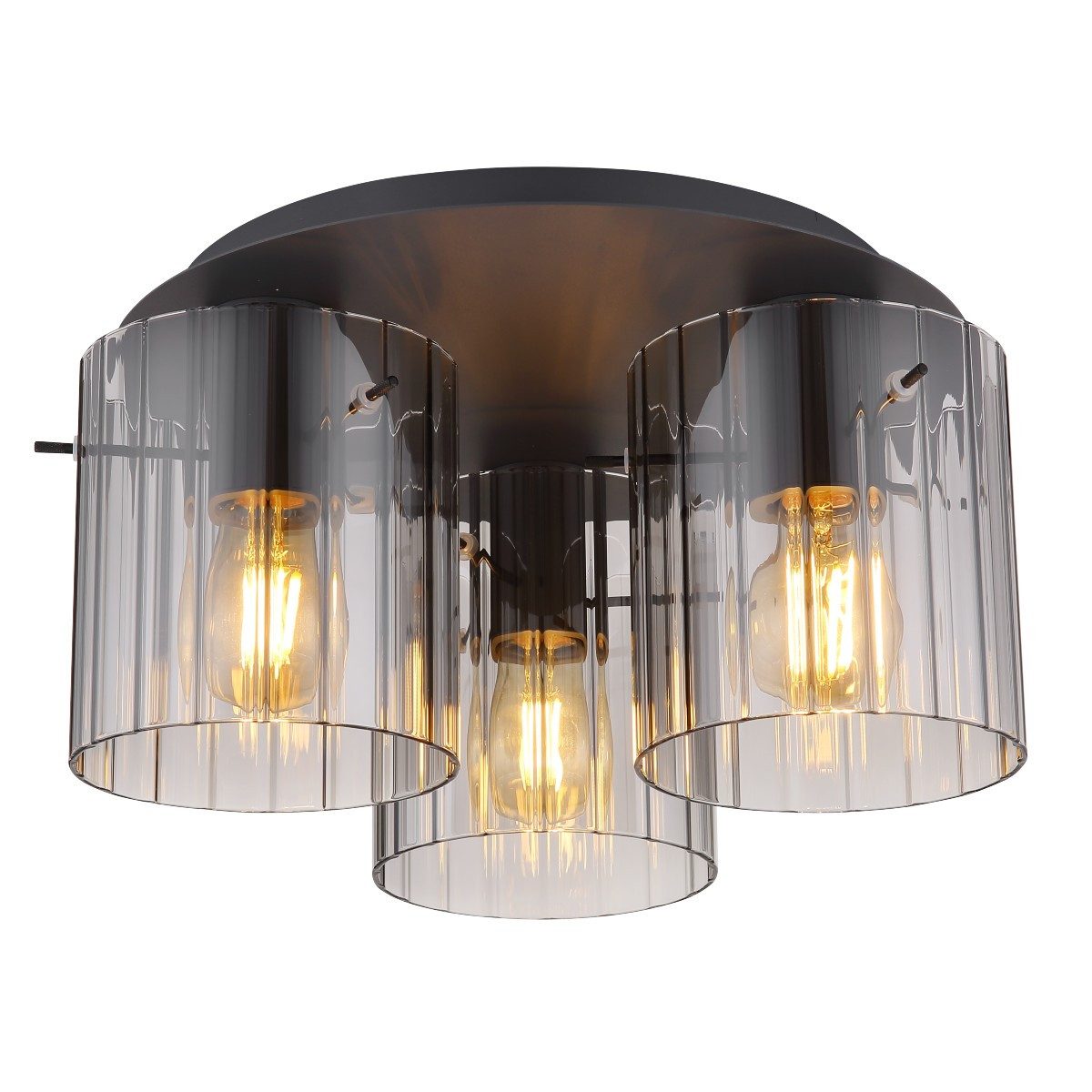 GLOBO LIGHTING Deckenleuchte Tiril, ohne Leuchtmittel, Rauchglasschirme ger günstig online kaufen