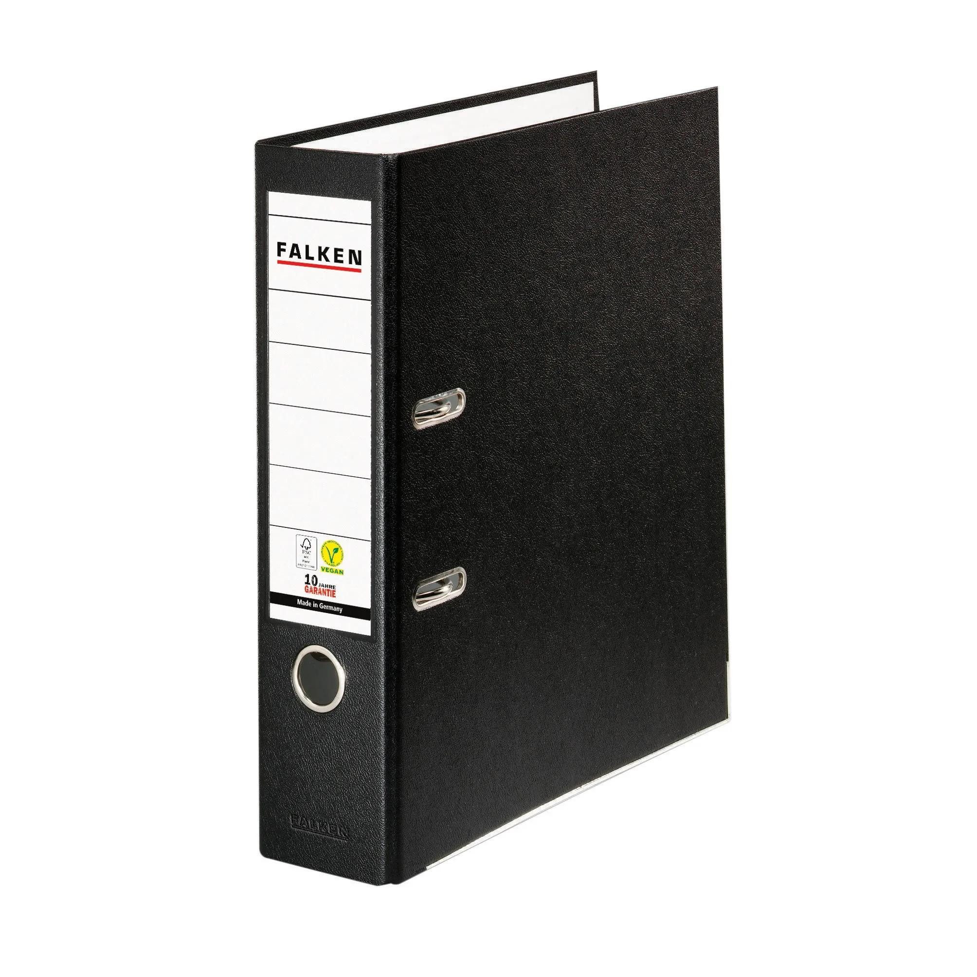 Falken Aktenordner 20x PP-Color-Ordner A4 Rücken 80mm + Einsteckschild Schwarz 09984089F, Ordner PP