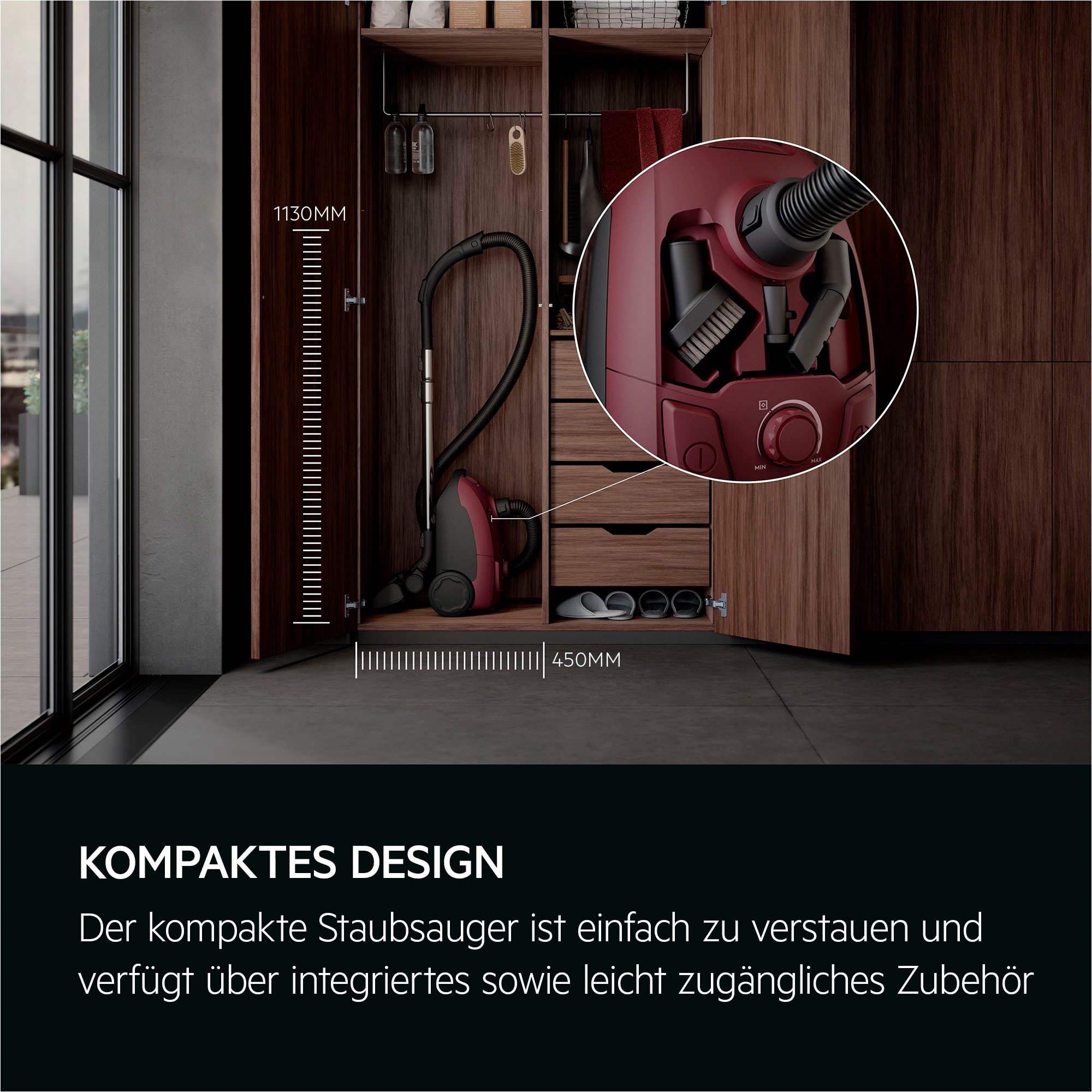 AEG Bodenstaubsauger CLEAN 5000 (AB51C1DR5B), 750 W, mit Beutel, AllFloor-Bodendüse, 5 Staubbeutel s-bag® ClasssicLongPerformance extra