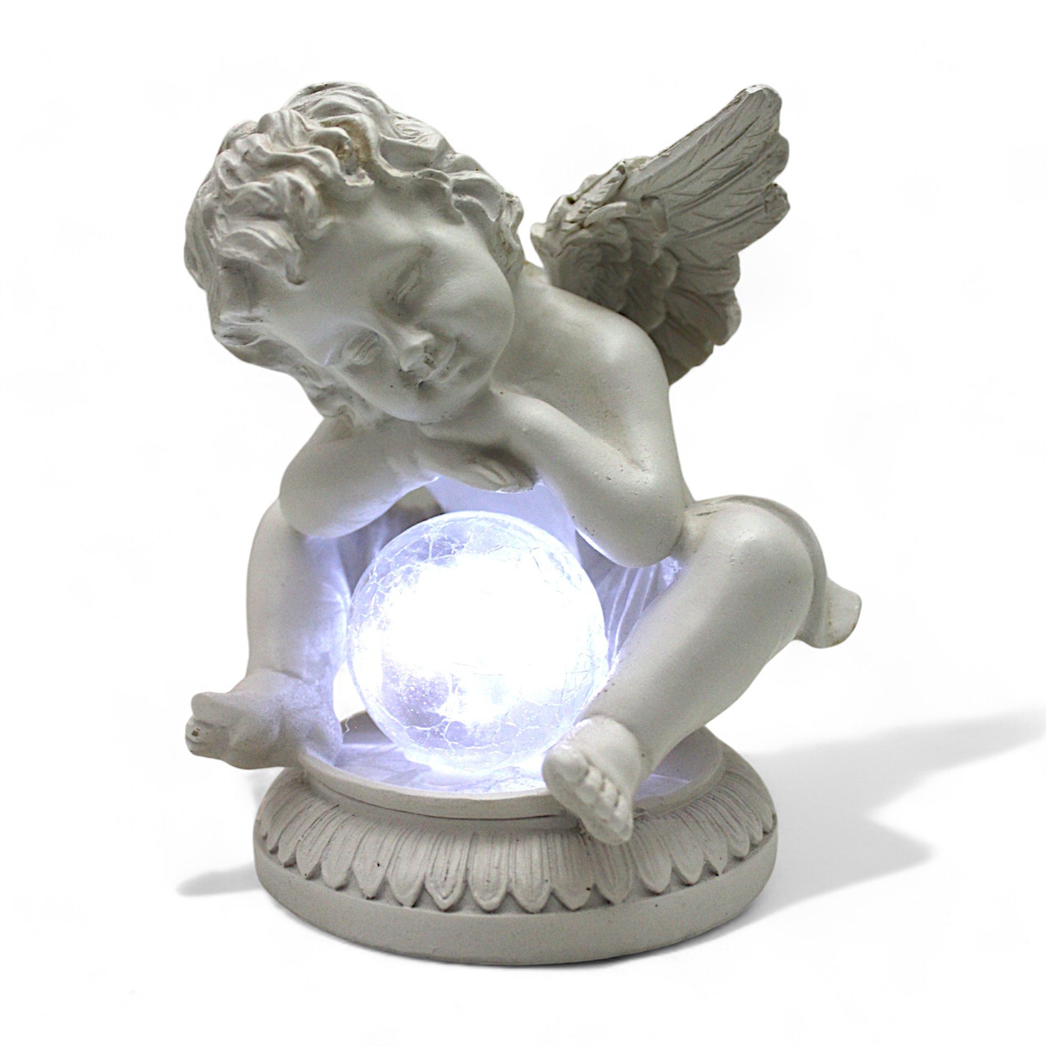 Arnusa Gartenfigur Solarleuchte Engel mit Glaskugel günstig online kaufen