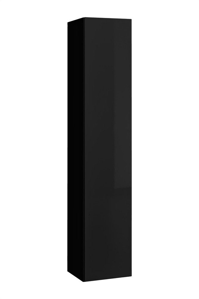 3xHängeschrank (Wohnmöbel, Schwarz Schwarz Wohnzimmer-Set, aus I Hochglanz aus Wohnwand und - Dafne, Stylefy Matt Modern, Push-to-Open, Set Holzwerkstoff, (5-St), Hochglanzfronten 2xWandboard, bestehend mit