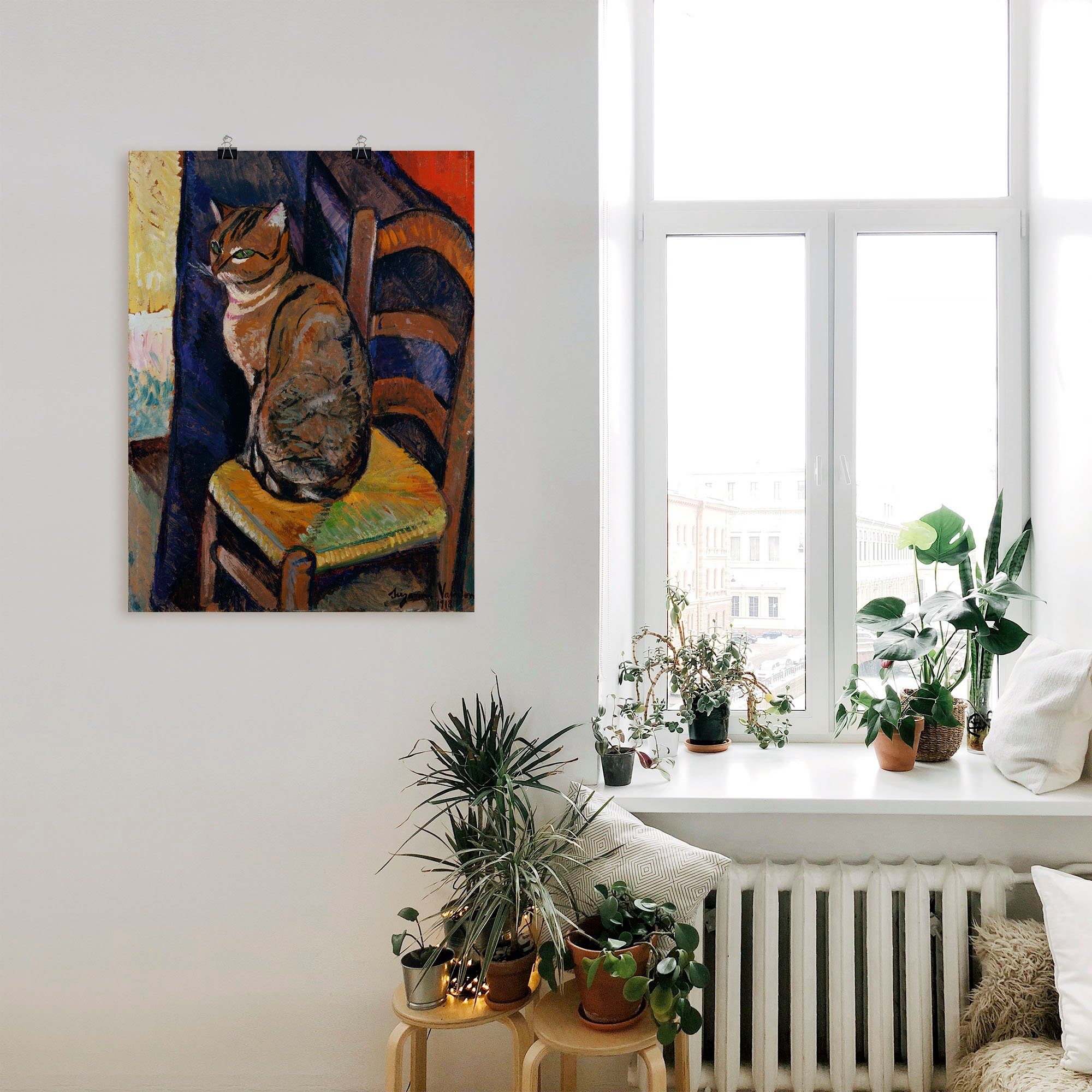 Skizze versch. Poster (1 in Haustiere Stuhl Wandbild St), Größen Leinwandbild, sitzende Artland oder als Wandaufkleber Katze.,