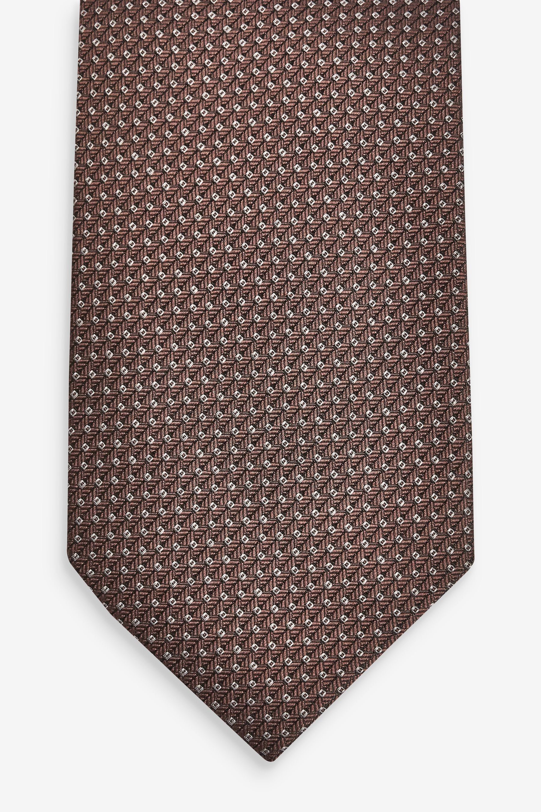 Strukturierte Next (1-St) Neutral Seidenkrawatte, Brown breit Krawatte