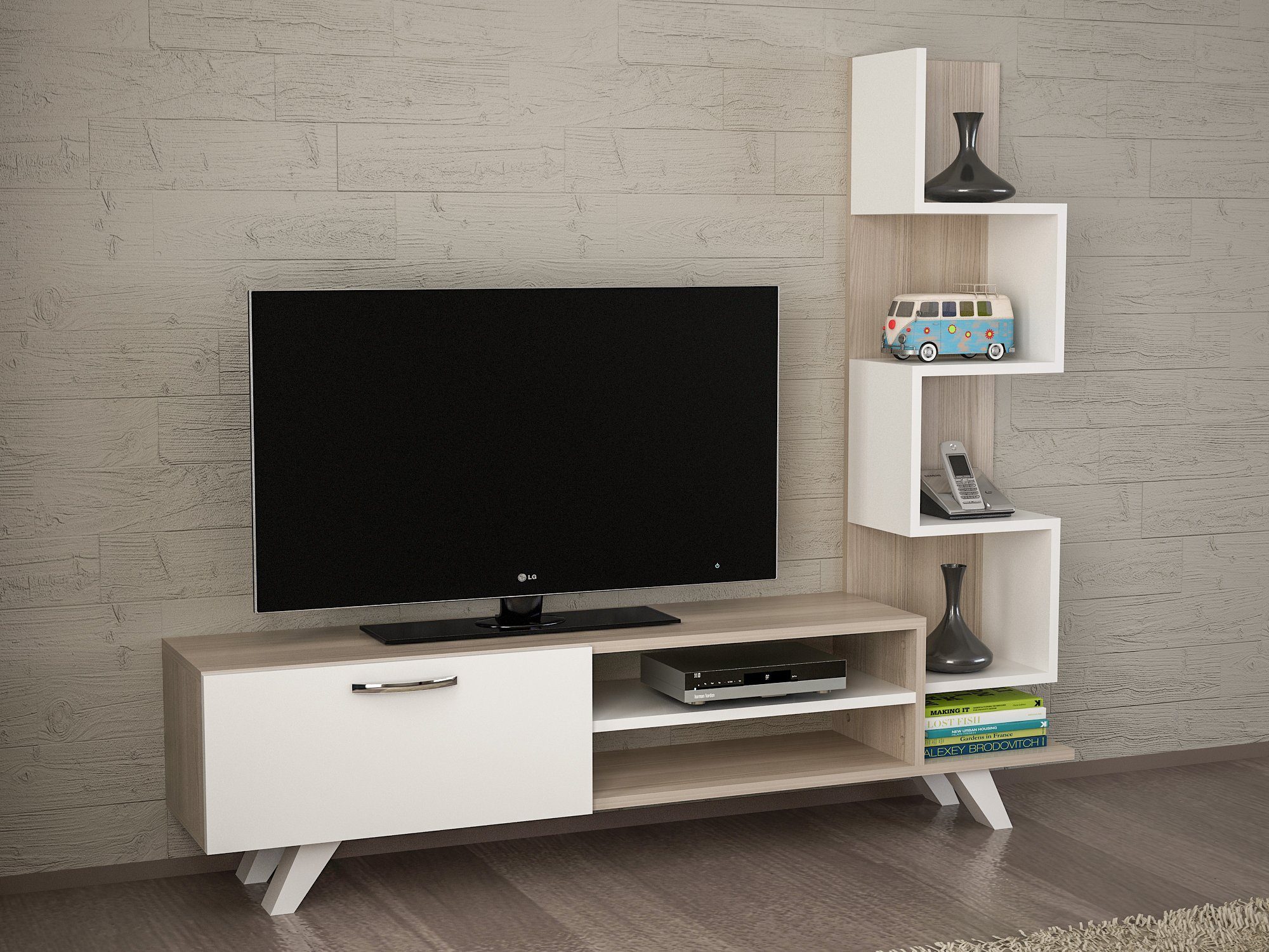 moebel17 Vitrine Wohnwand Ceren Weiß Cordoba günstig online kaufen