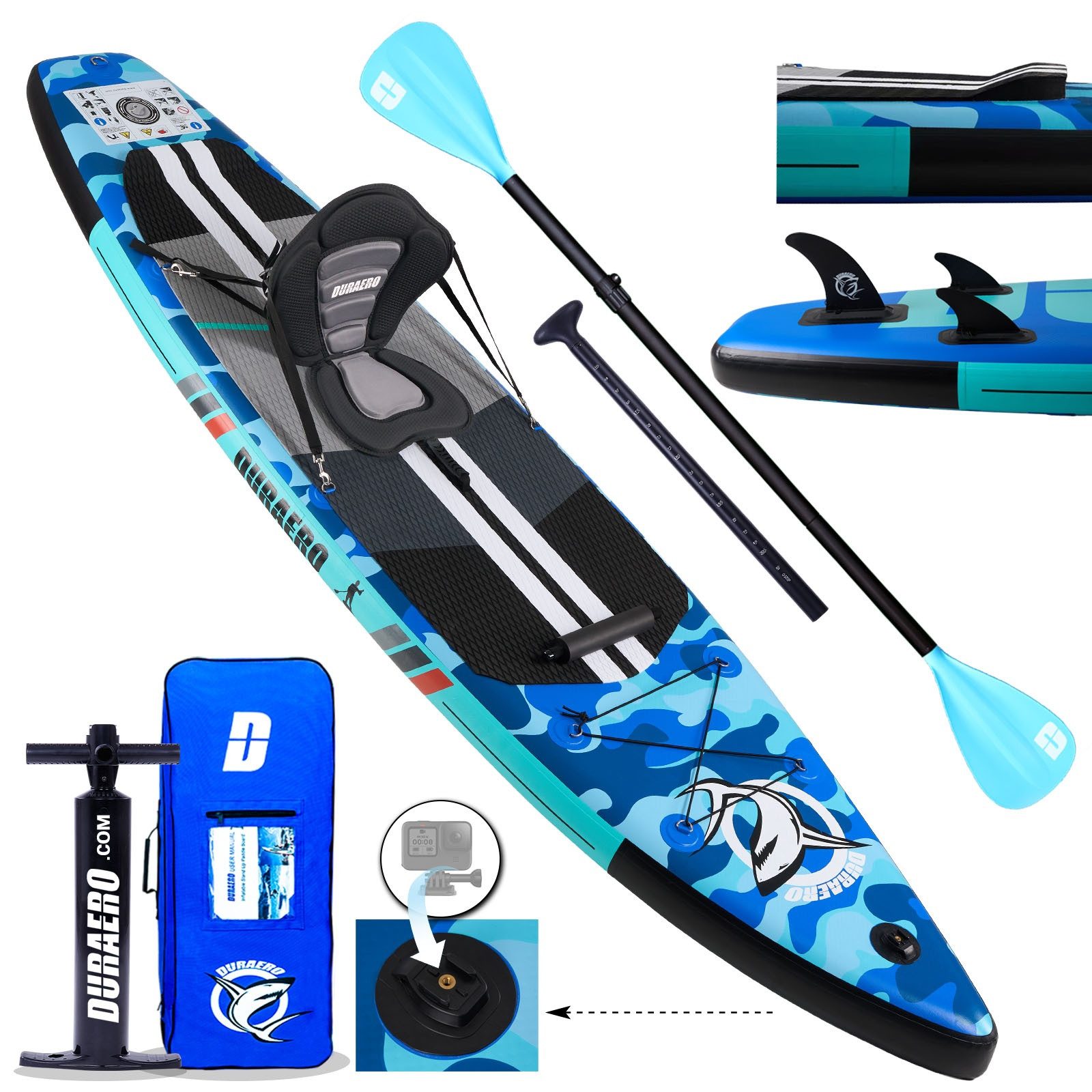 Liszton Stand up Paddling Board Aufblasbare, Kajak Sitz, Blaues Camouflage SUP-Paddel